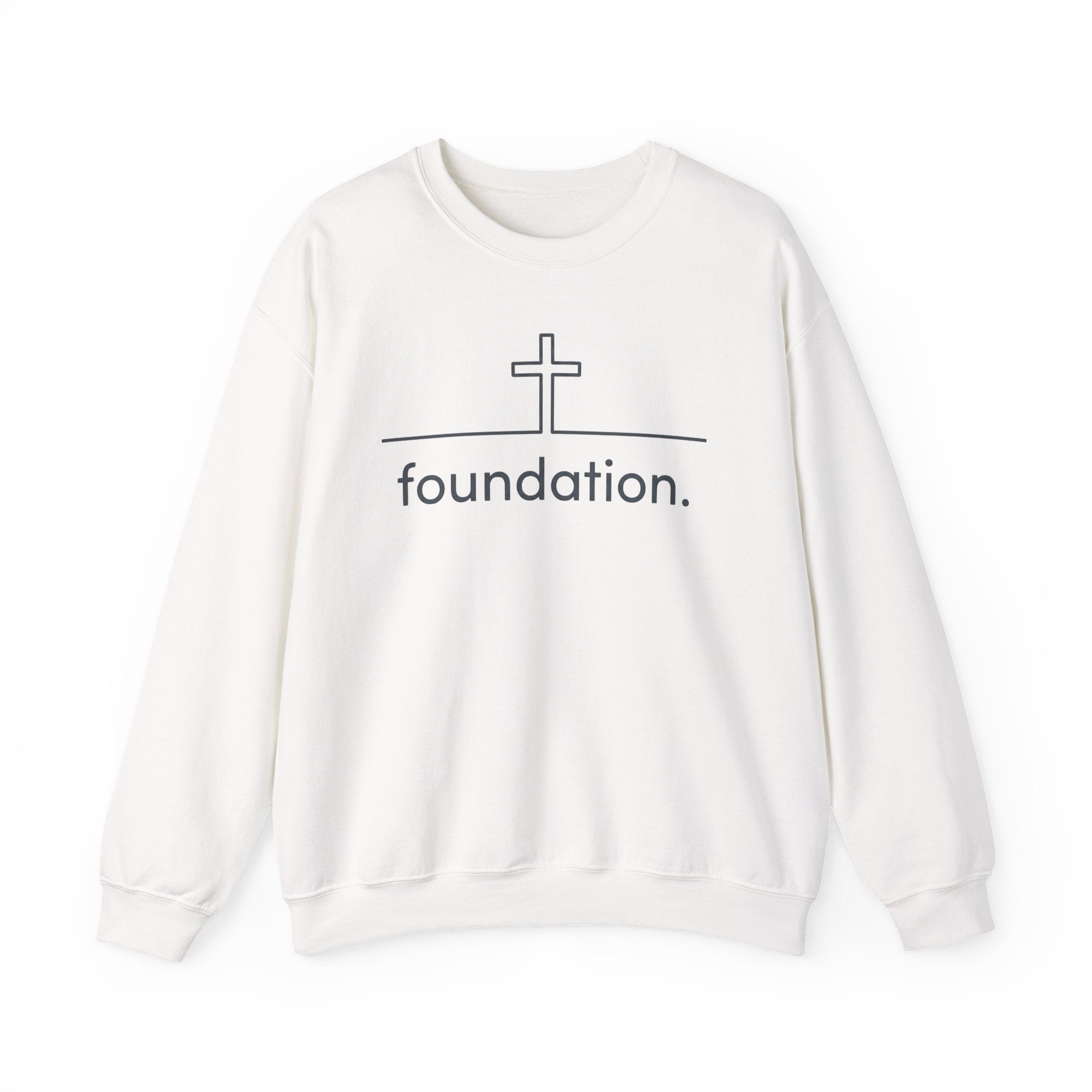 Foundation Crewneck Sweatshirt – Minimal Cross Christian Faith Pullover