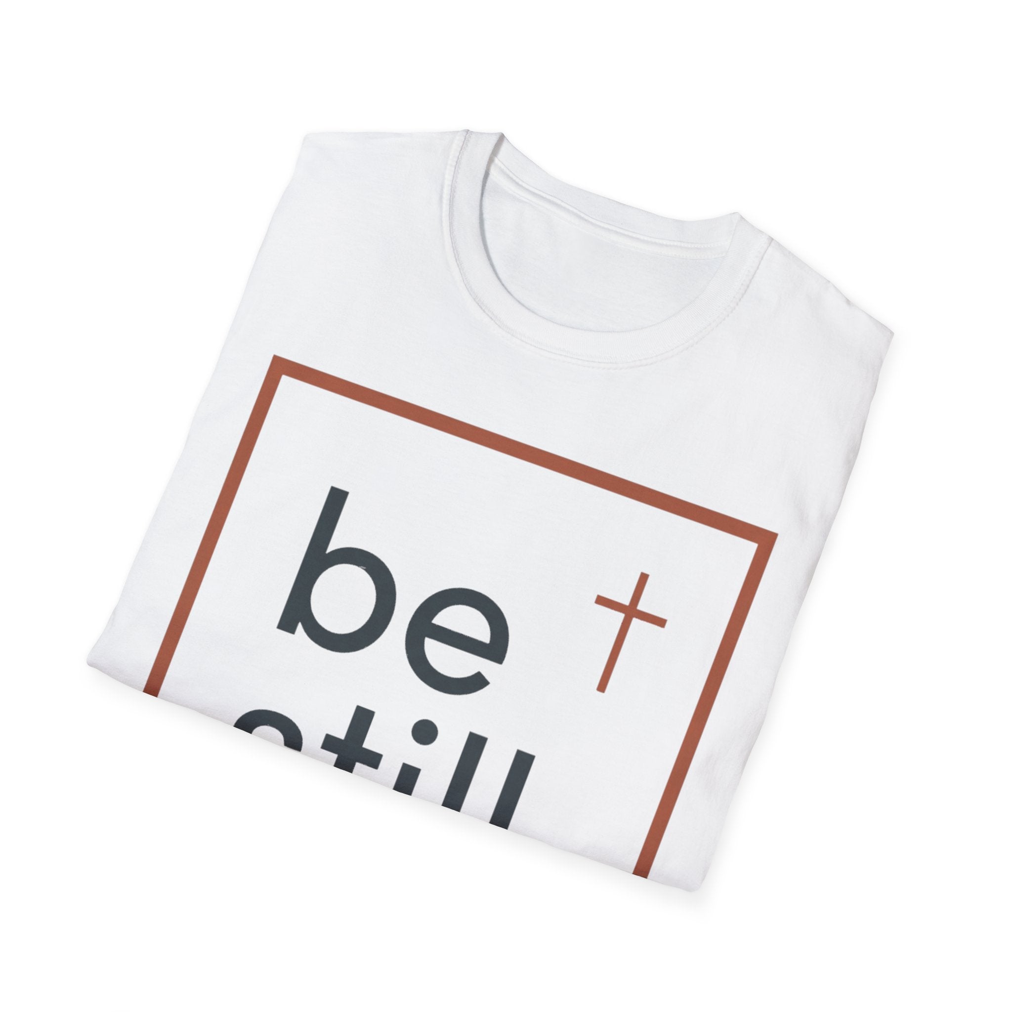 Be Still Christian T-Shirt — Minimal Faith Tee with Cross