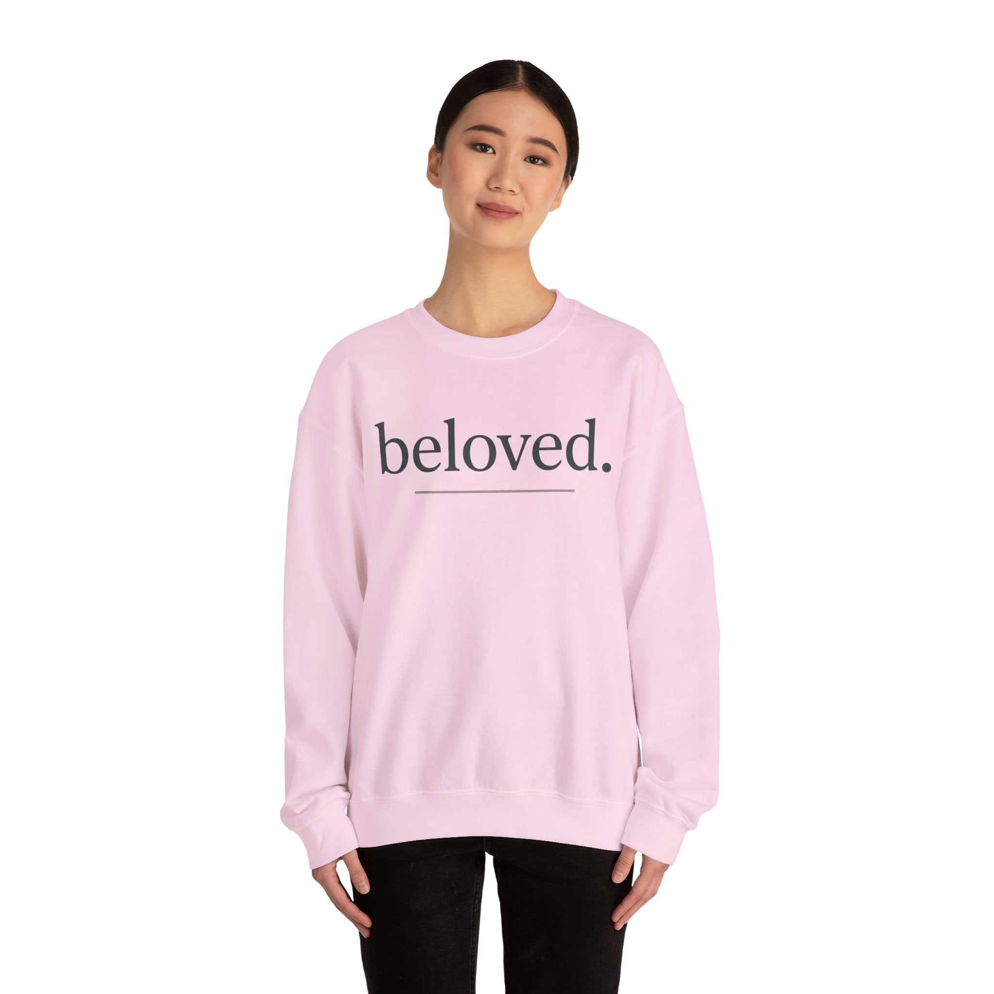 Beloved Crewneck Sweatshirt — Minimal Comfort Pullover with “beloved.” Script