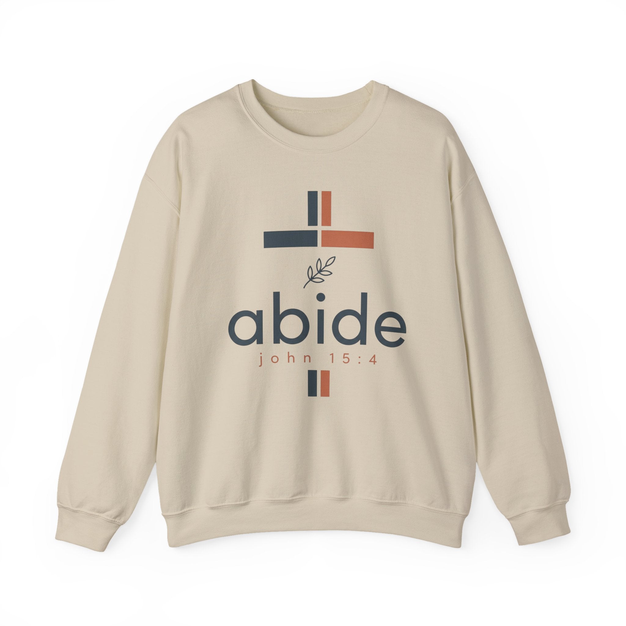 Abide Crewneck Sweatshirt – John 15:4 Christian Faith Graphic