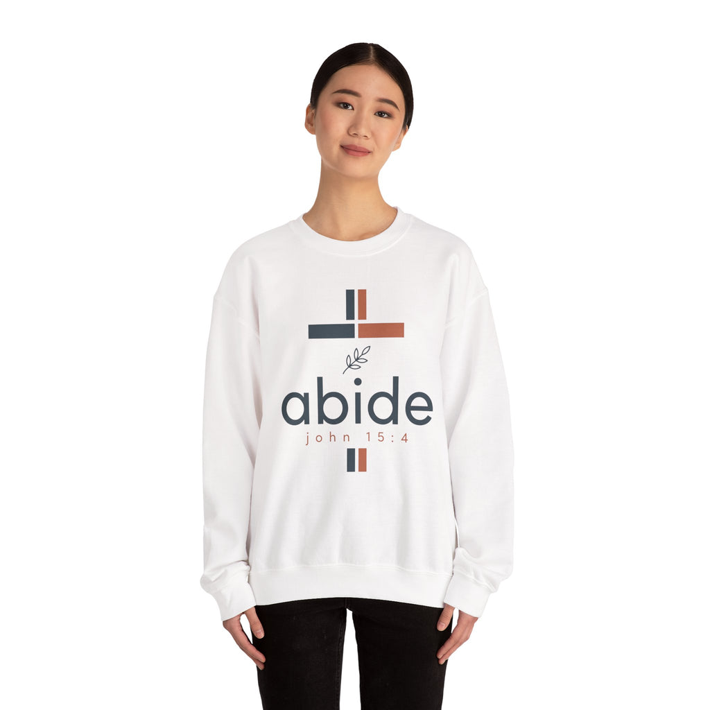 Abide Crewneck Sweatshirt – John 15:4 Christian Faith Graphic