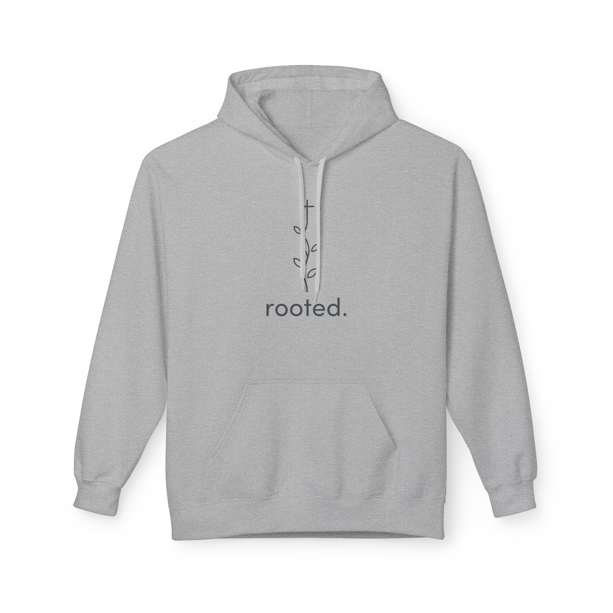 Rooted Minimalist Hoodie — 'rooted.' Plant Line Art Comfort Sweatshirt