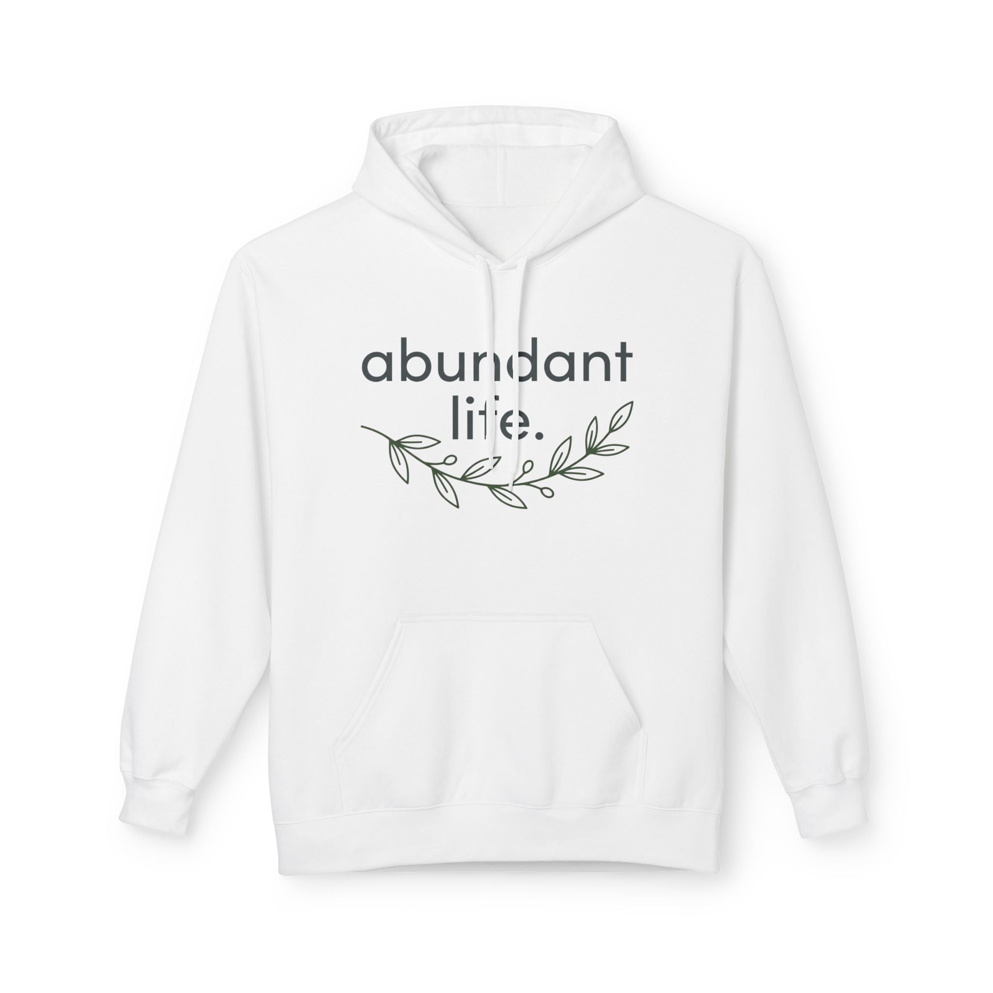 Abundant Life Hoodie – Minimal Floral Inspirational Pullover
