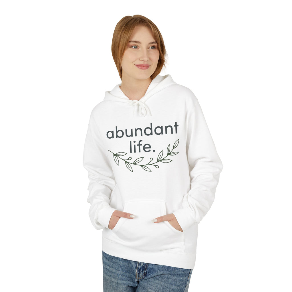 Abundant Life Hoodie – Minimal Floral Inspirational Pullover