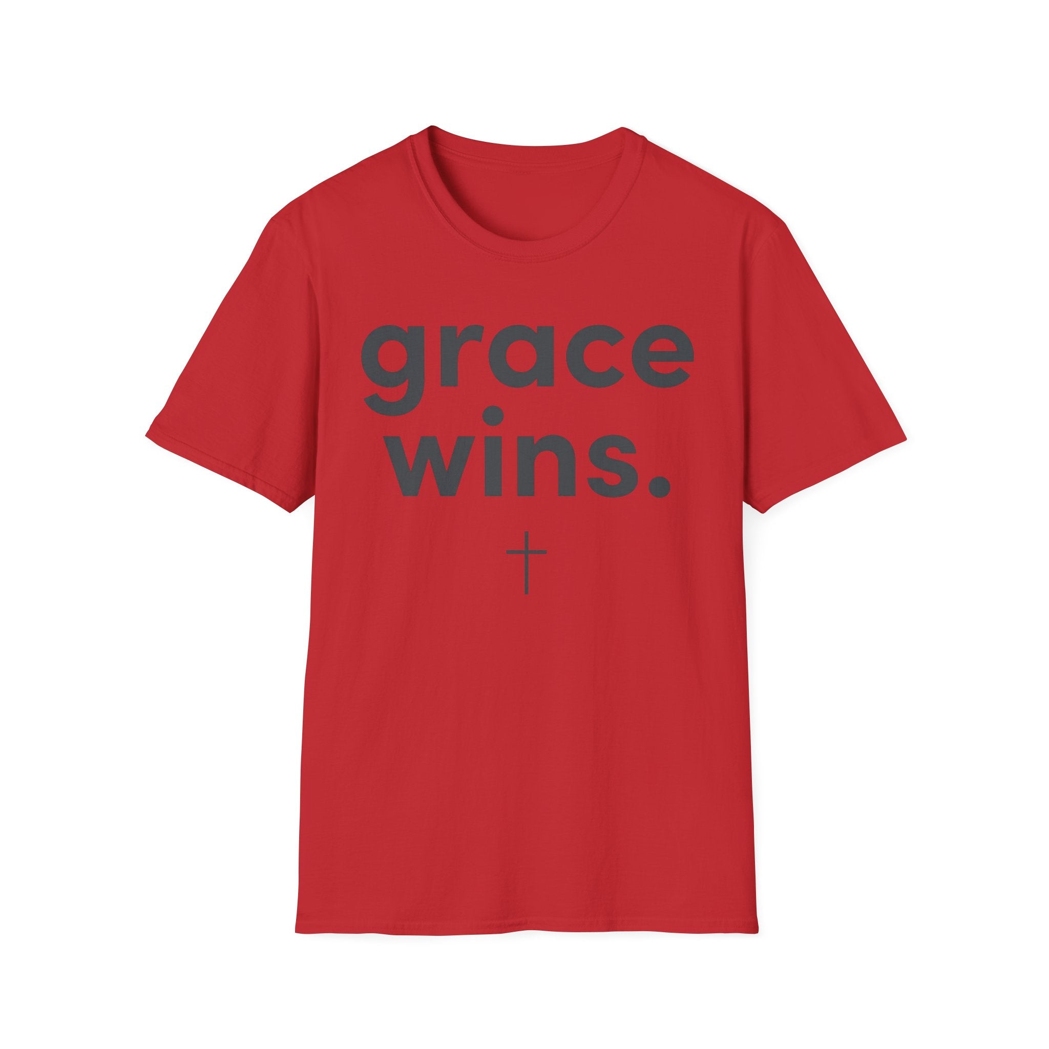 Grace Wins Christian T-Shirt — Minimal Cross Faith Tee