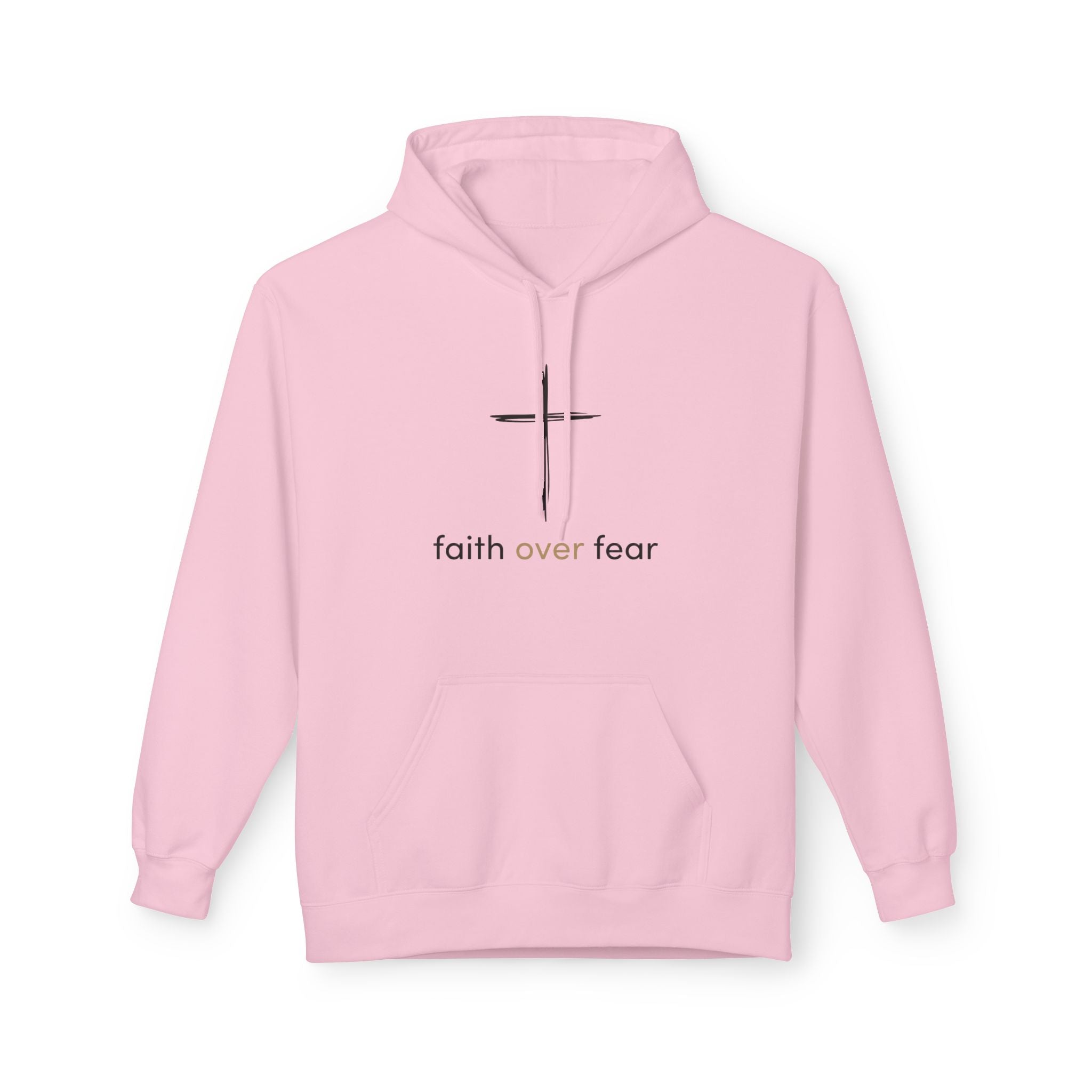 Faith Over Fear Hoodie — Minimal Cross Christian Pullover