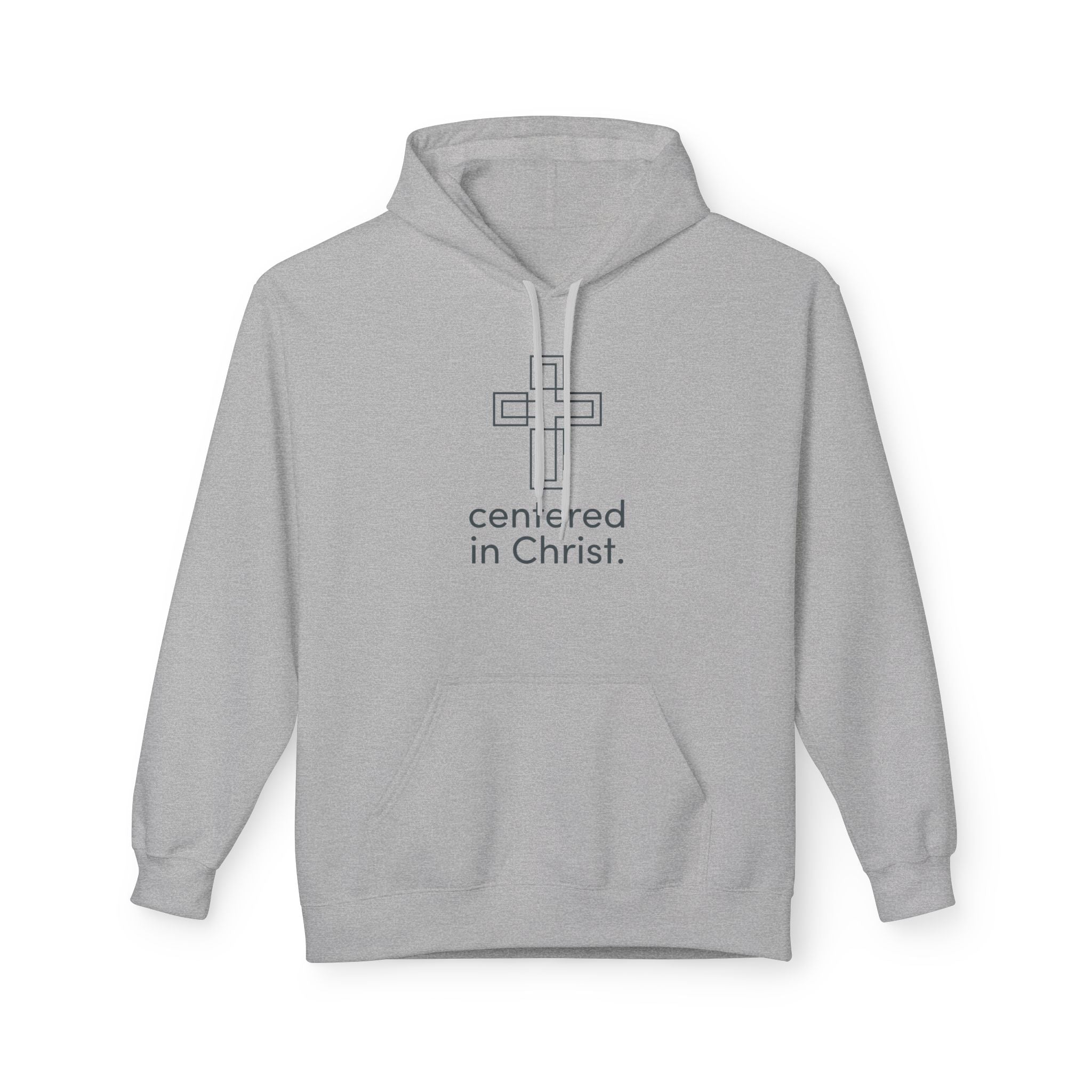 Centered in Christ Hoodie — Minimalist Cross Christian Faith Pullover