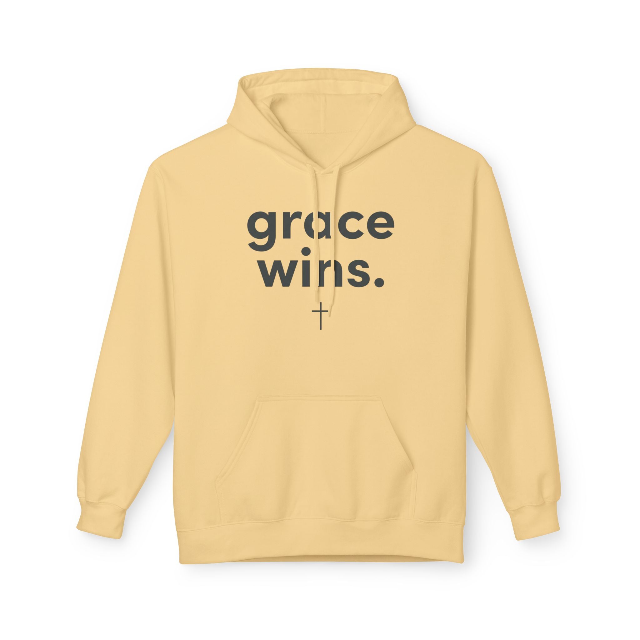 Grace Wins Hoodie — Christian Faith Pullover with Cross