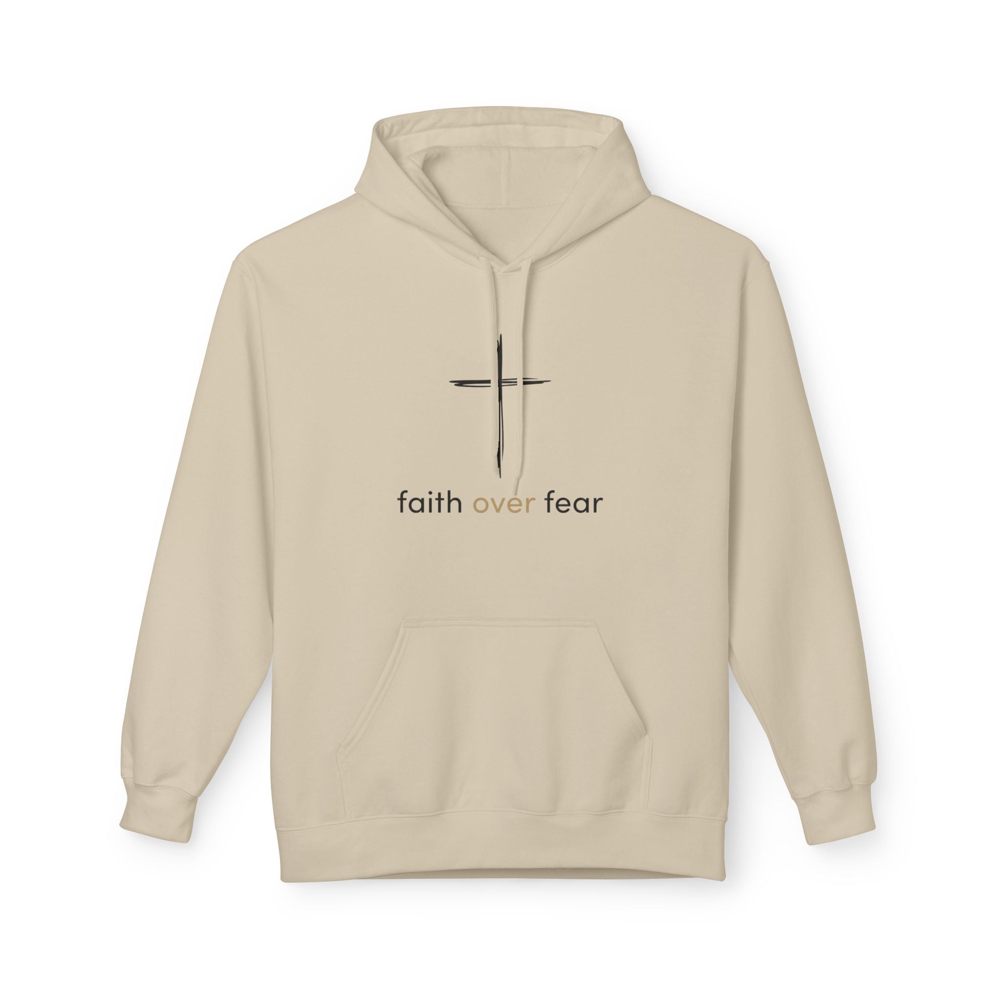 Faith Over Fear Hoodie — Minimal Cross Christian Pullover