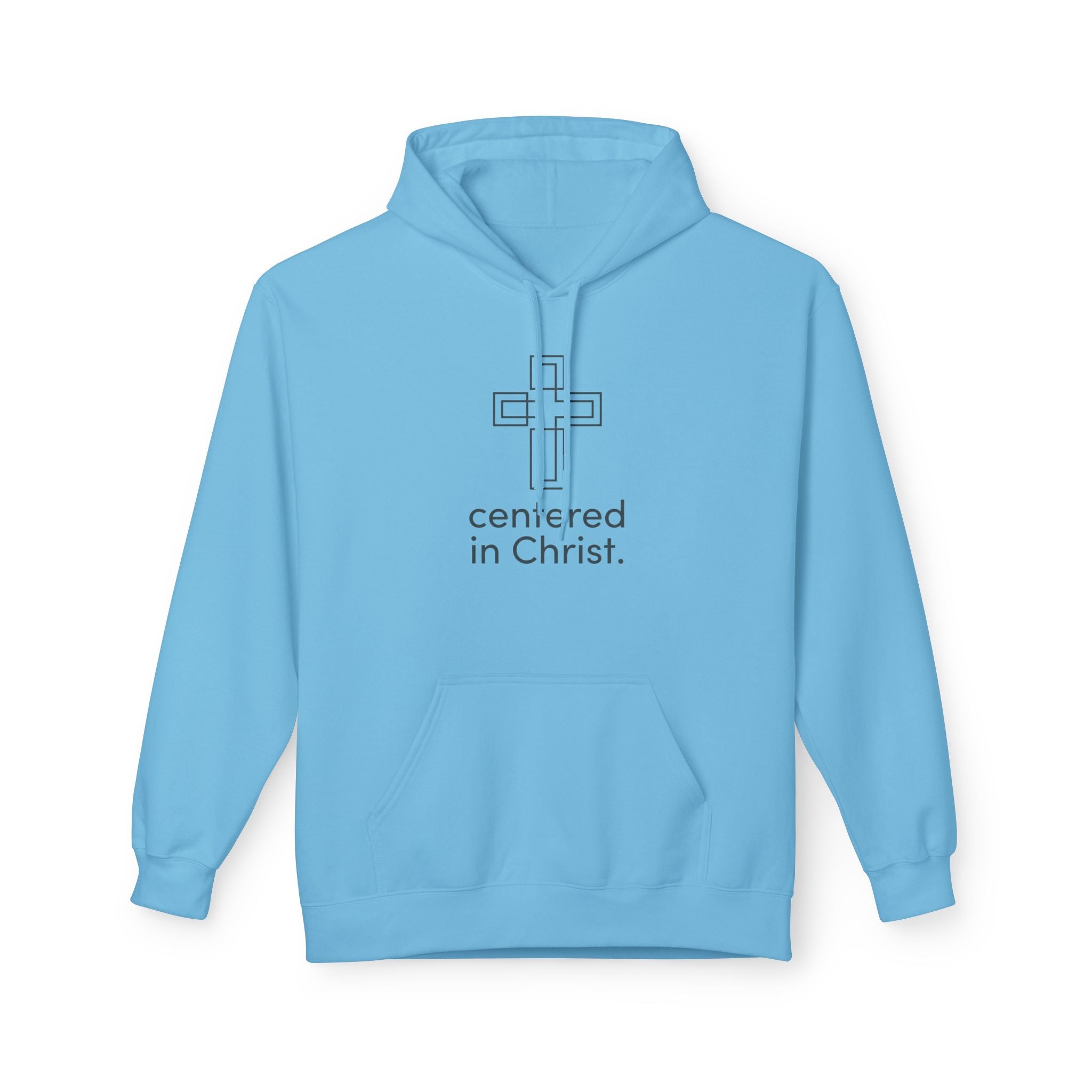 Centered in Christ Hoodie — Minimalist Cross Christian Faith Pullover