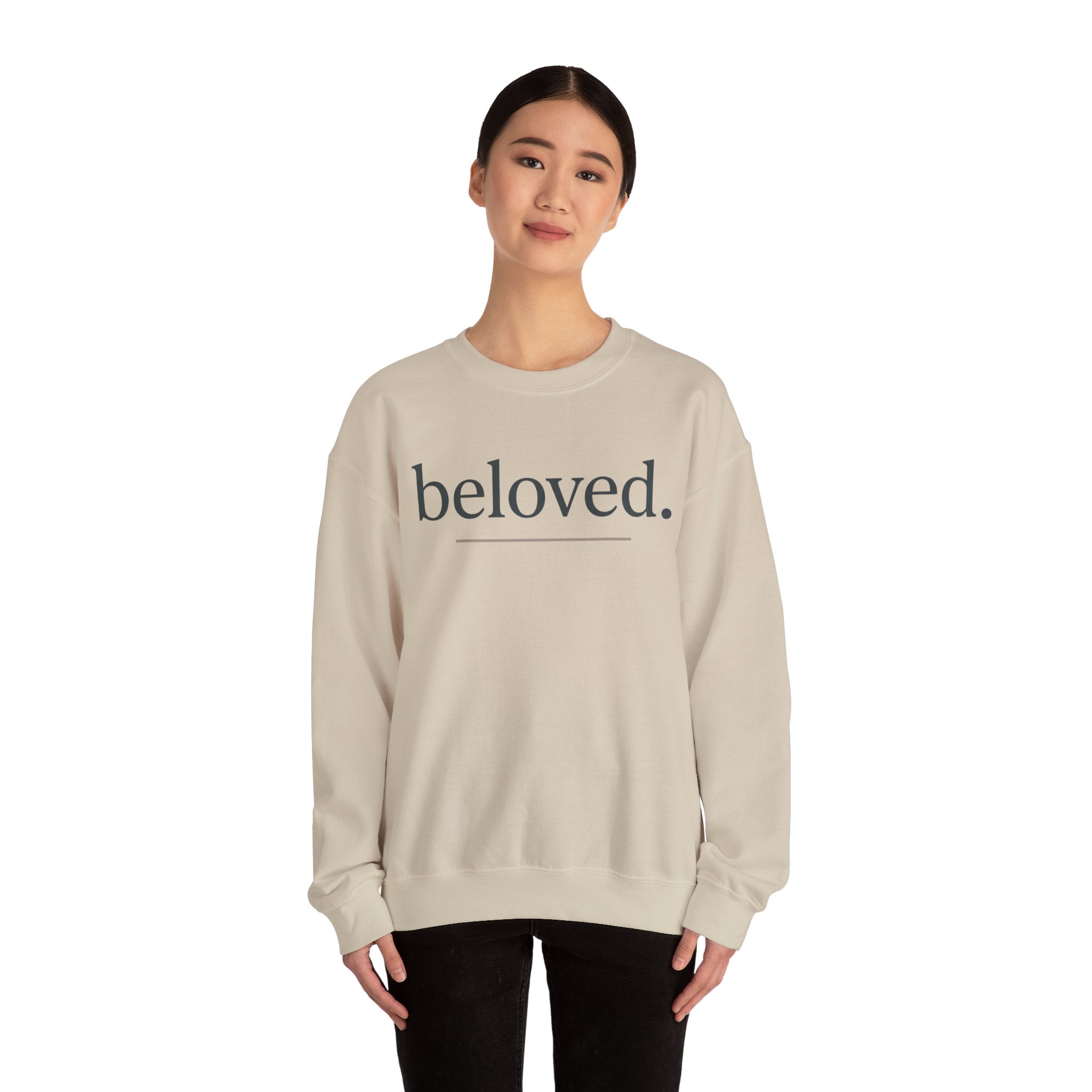 Beloved Crewneck Sweatshirt — Minimal Comfort Pullover with “beloved.” Script