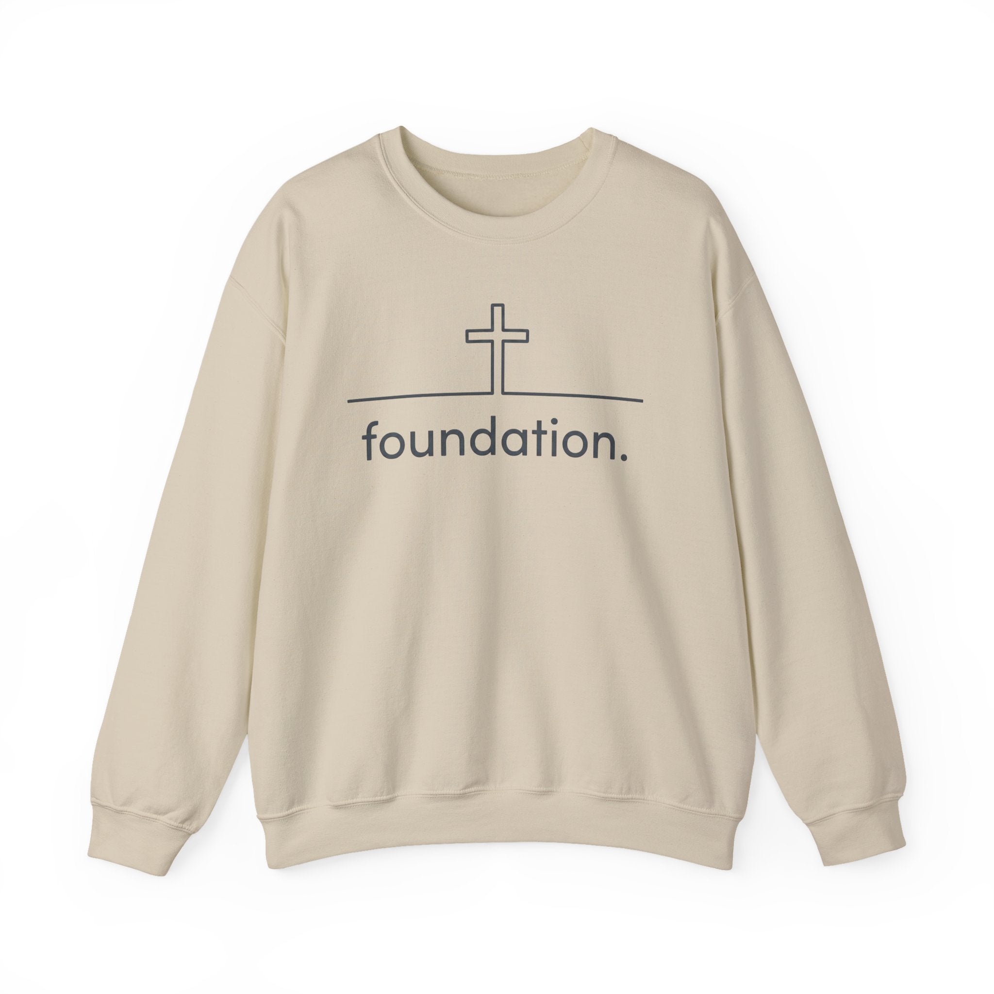 Foundation Crewneck Sweatshirt – Minimal Cross Christian Faith Pullover