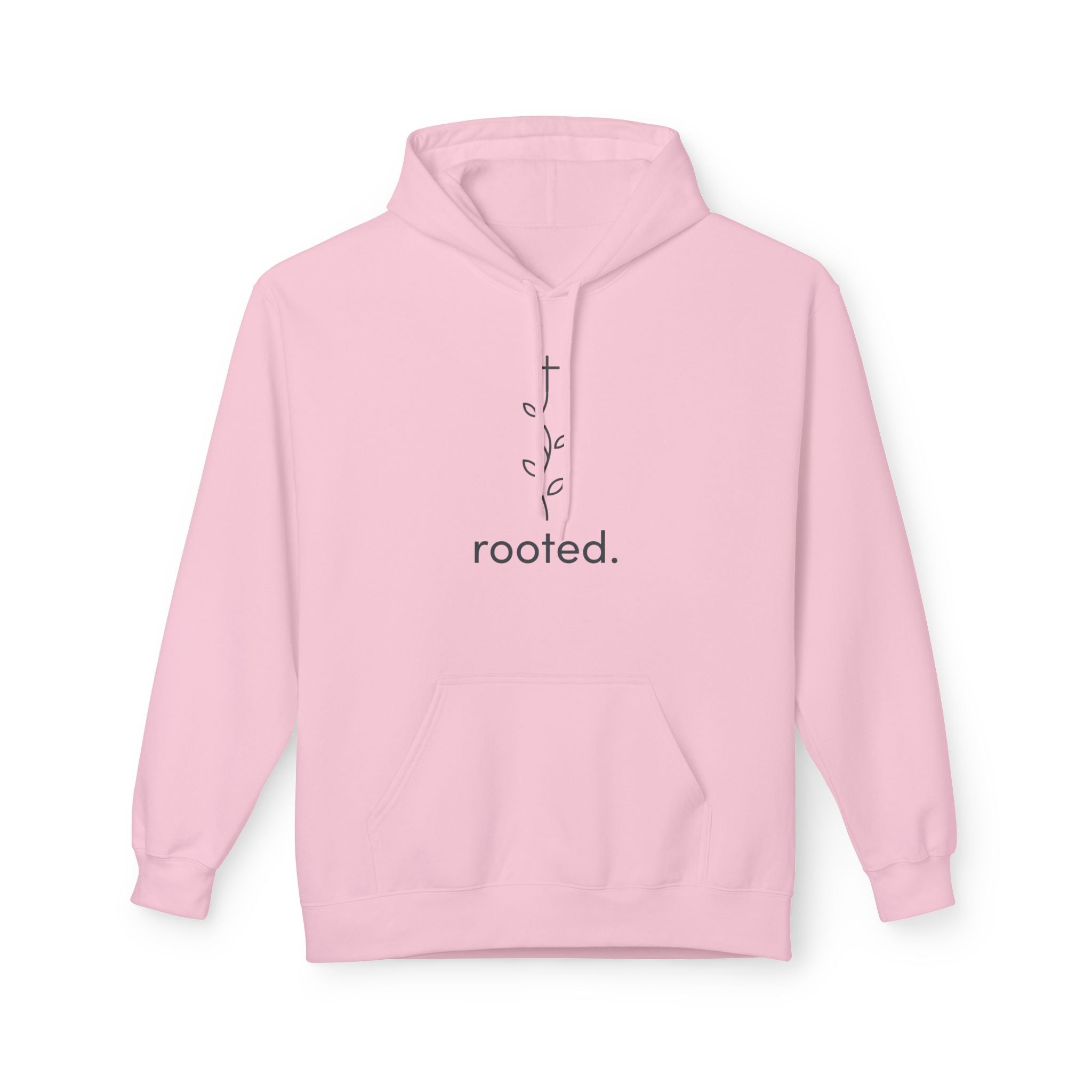 Rooted Minimalist Hoodie — 'rooted.' Plant Line Art Comfort Sweatshirt