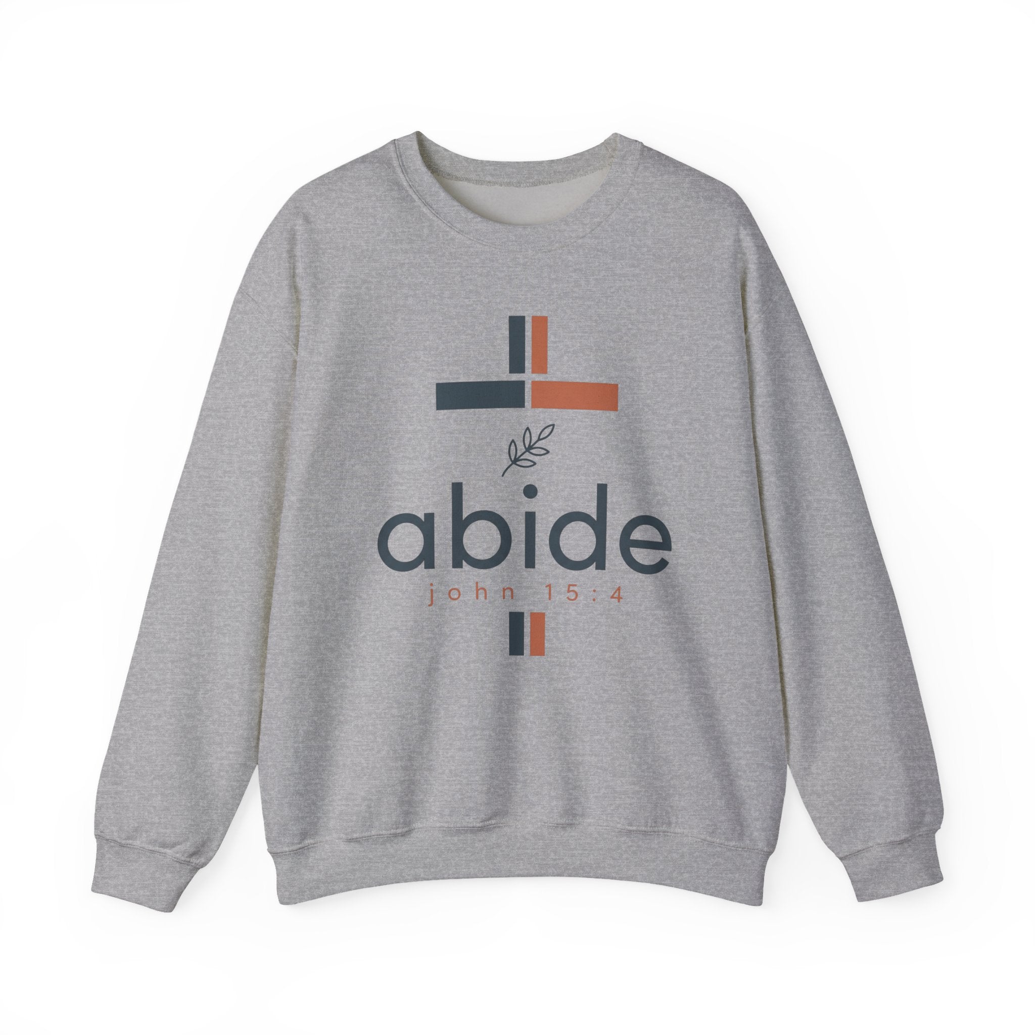 Abide Crewneck Sweatshirt – John 15:4 Christian Faith Graphic