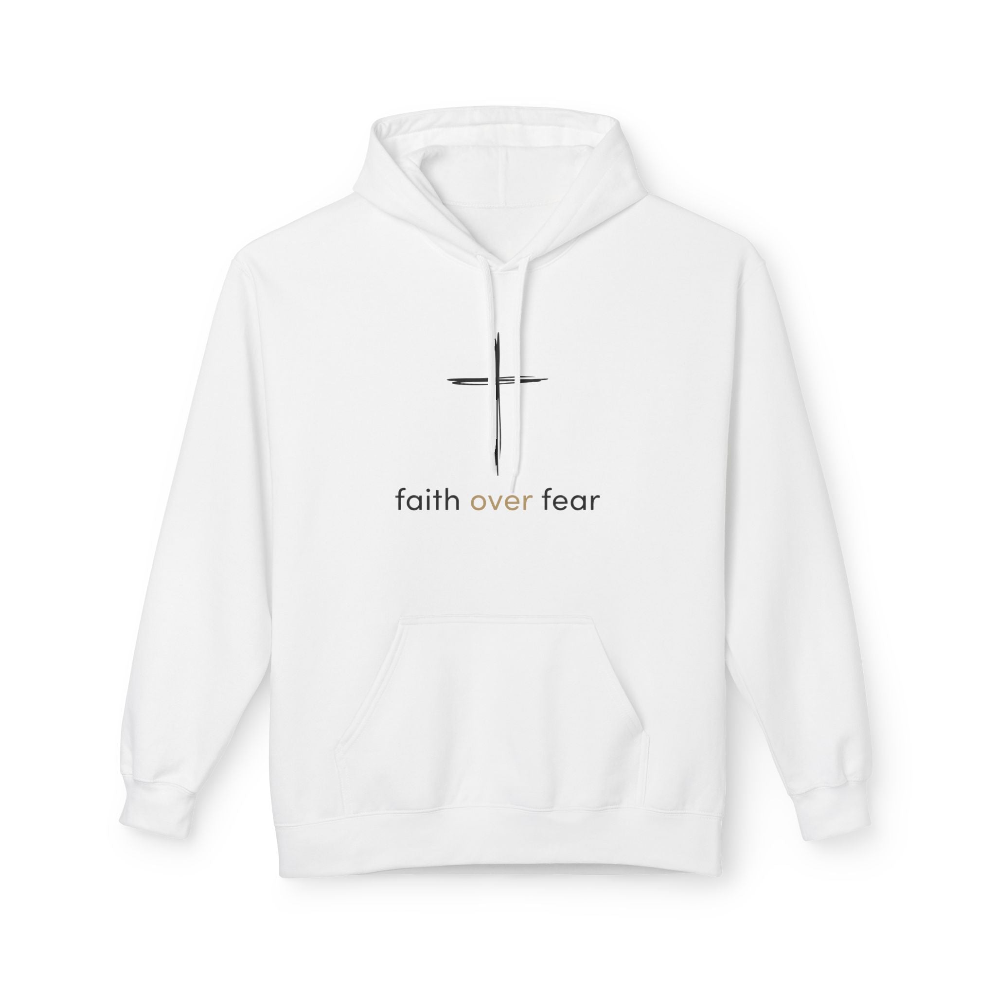 Faith Over Fear Hoodie — Minimal Cross Christian Pullover