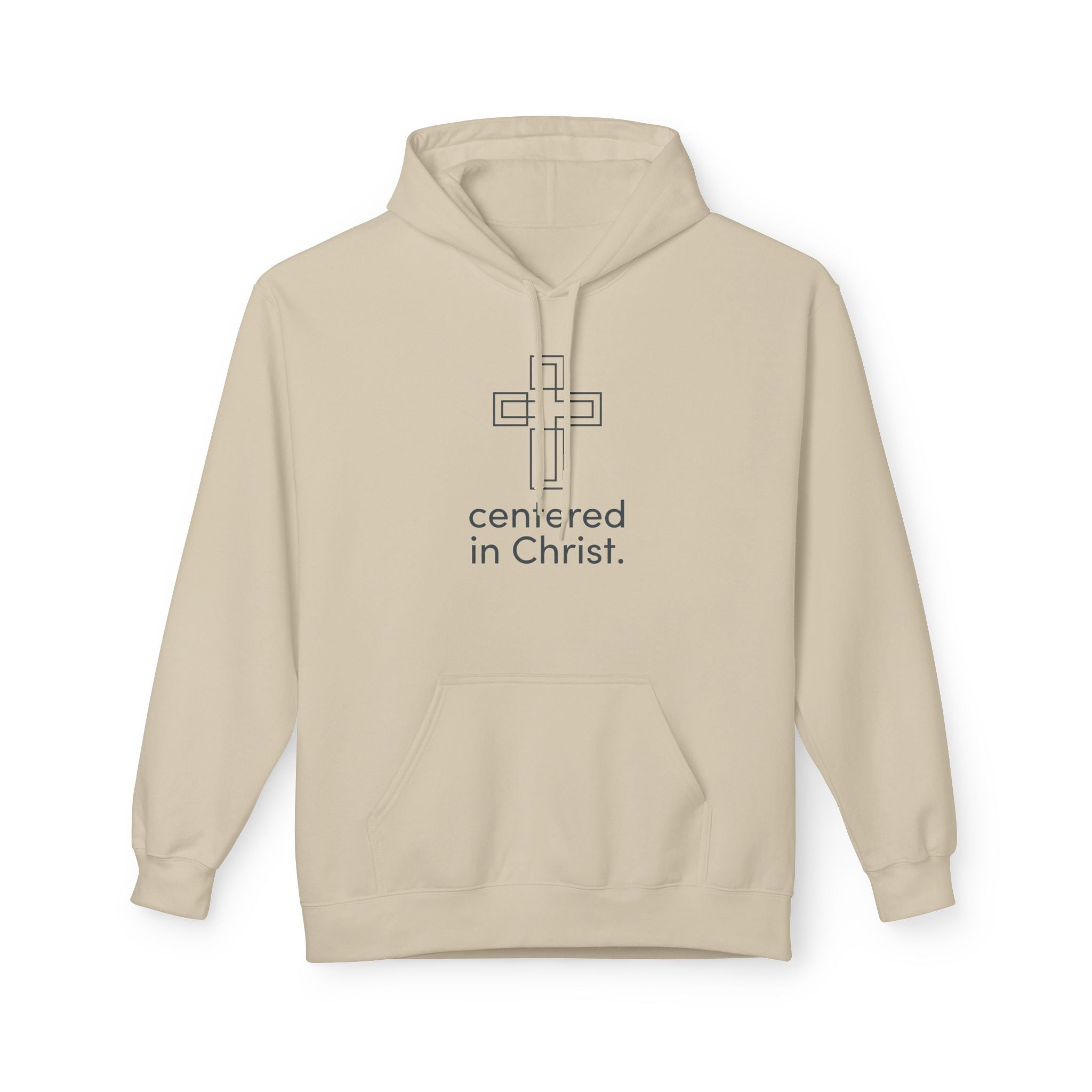 Centered in Christ Hoodie — Minimalist Cross Christian Faith Pullover