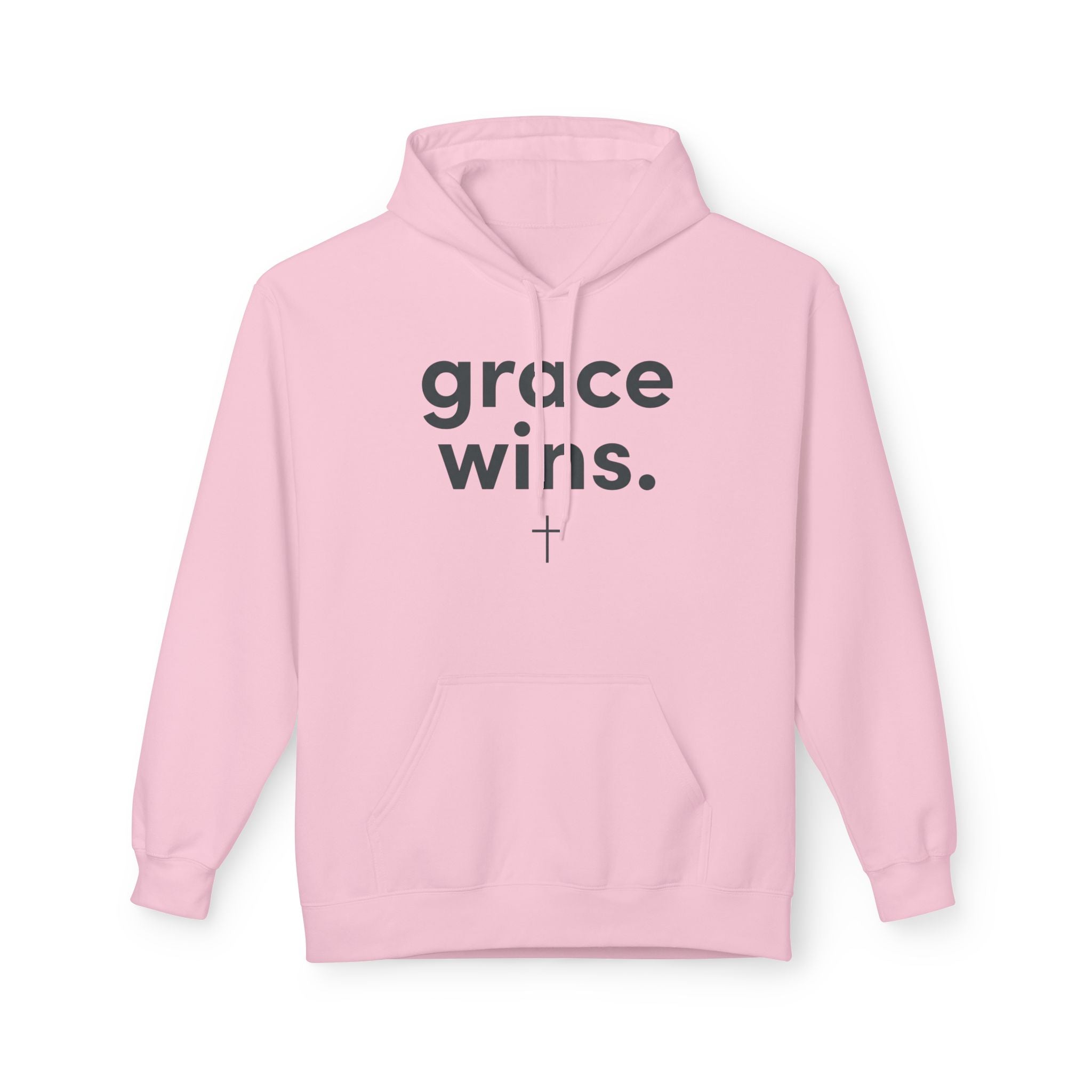 Grace Wins Hoodie — Christian Faith Pullover with Cross