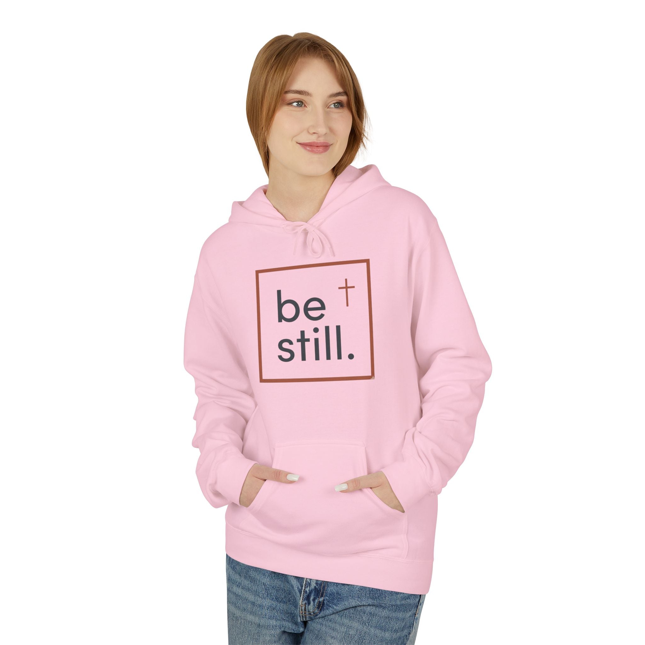 Be Still Christian Hoodie — Minimal Cross Faith Hoodie