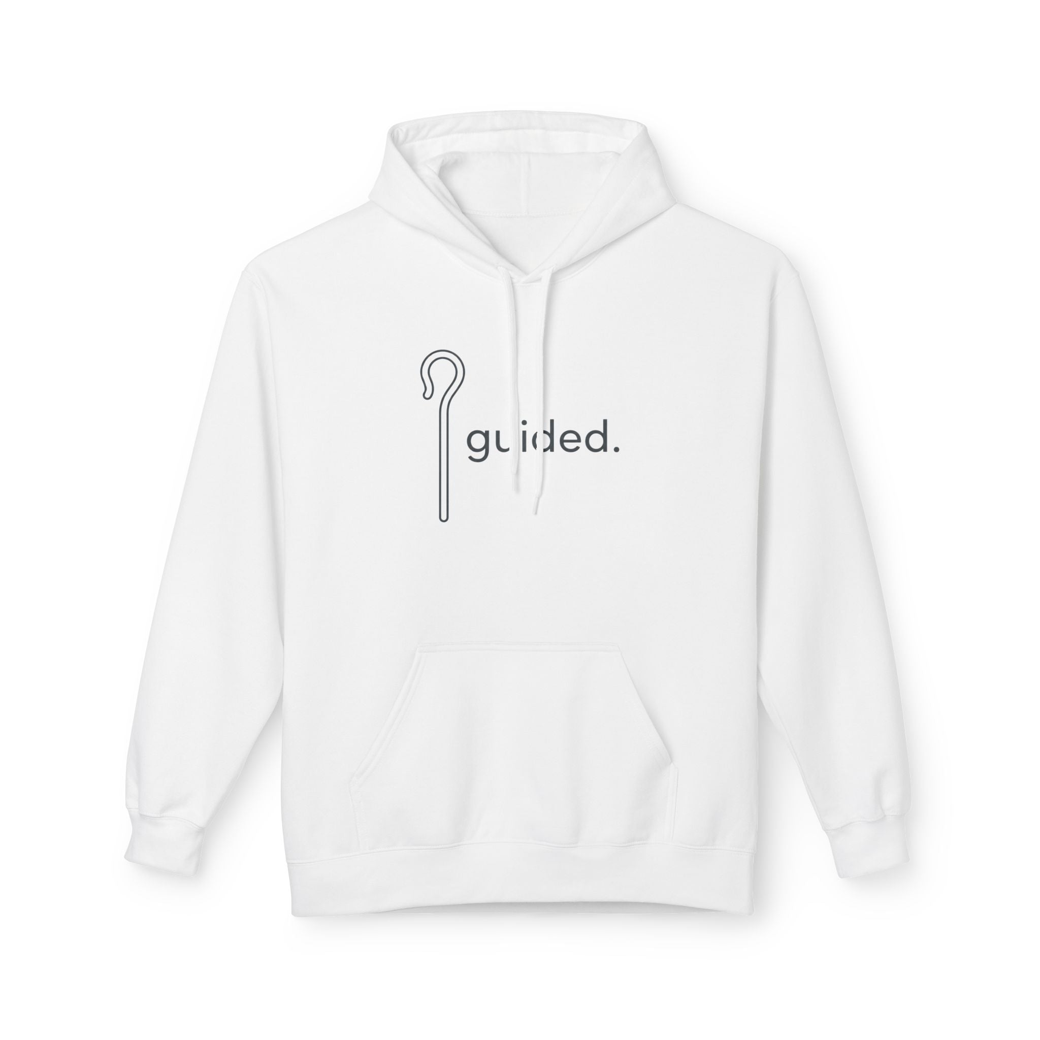 Guided Shepherd's Crook Hoodie — Minimalist 'guided.' Crewneck Pullover