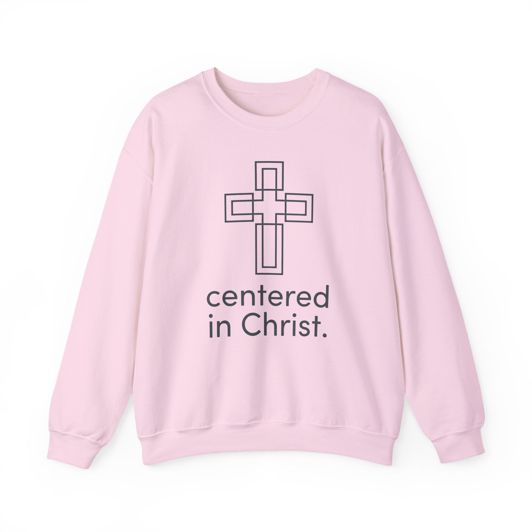 Christian Crewneck Sweatshirt — "Centered in Christ" Cross Design