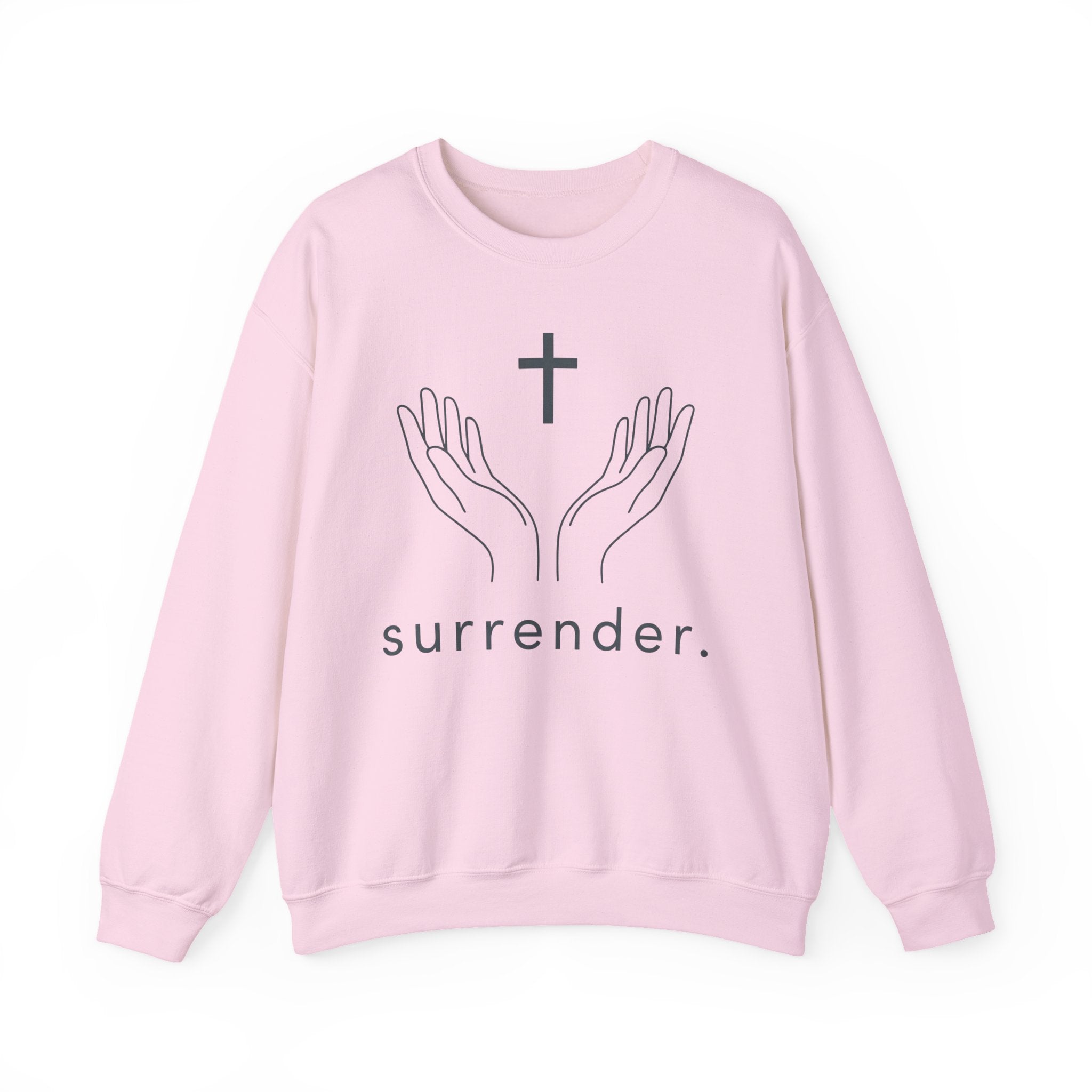 Surrender Christian Sweatshirt — Hands & Cross Faith Crewneck