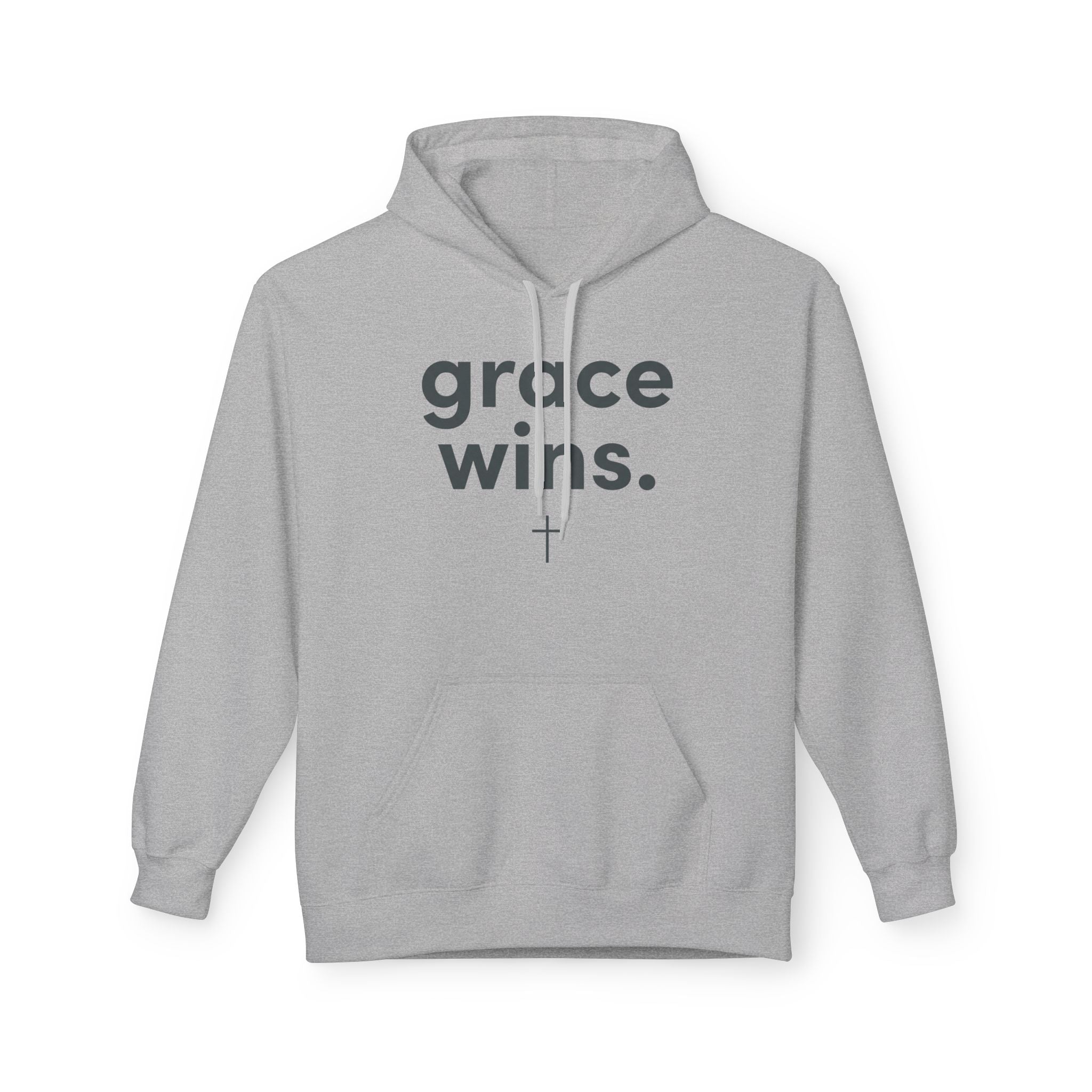 Grace Wins Hoodie — Christian Faith Pullover with Cross