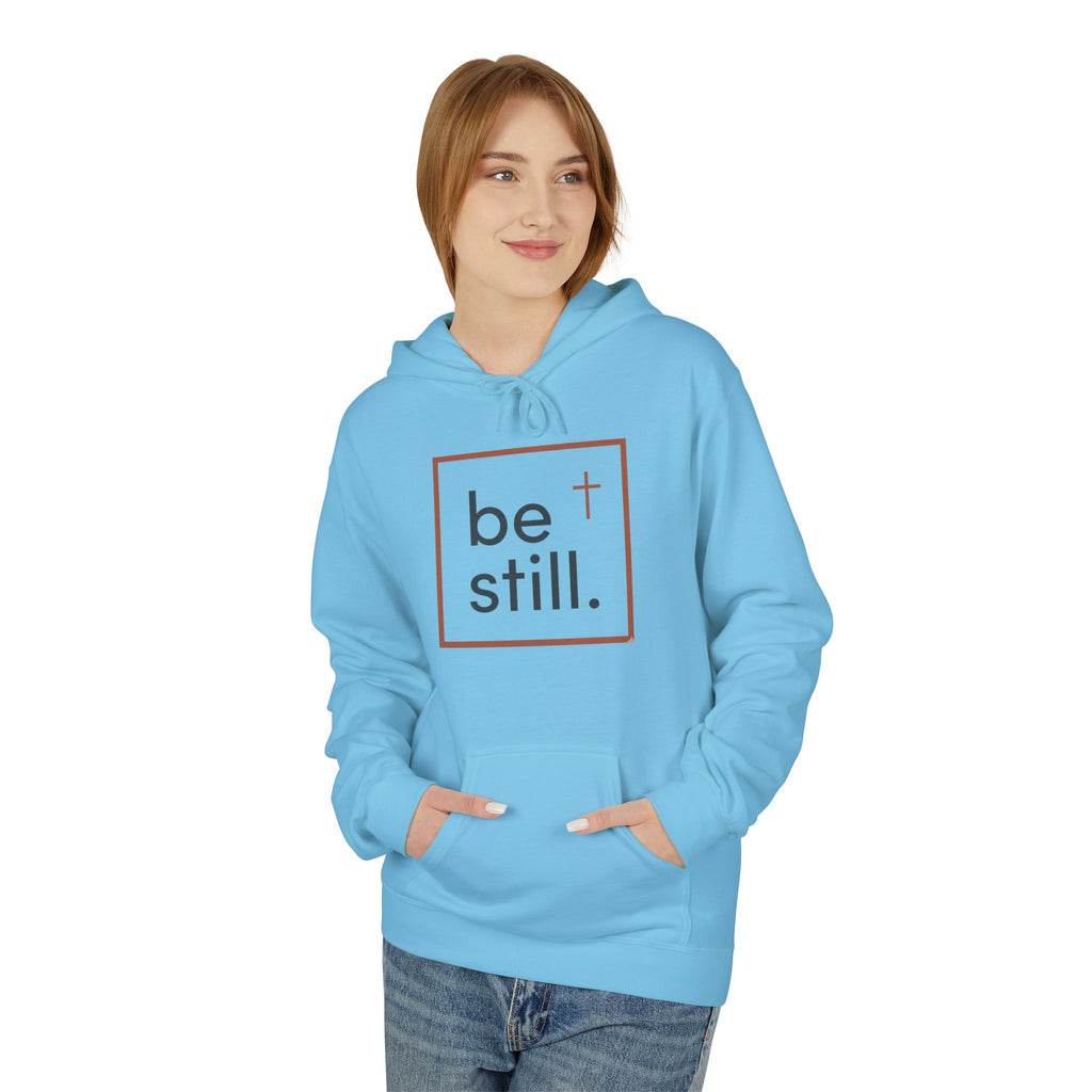 Be Still Christian Hoodie — Minimal Cross Faith Hoodie