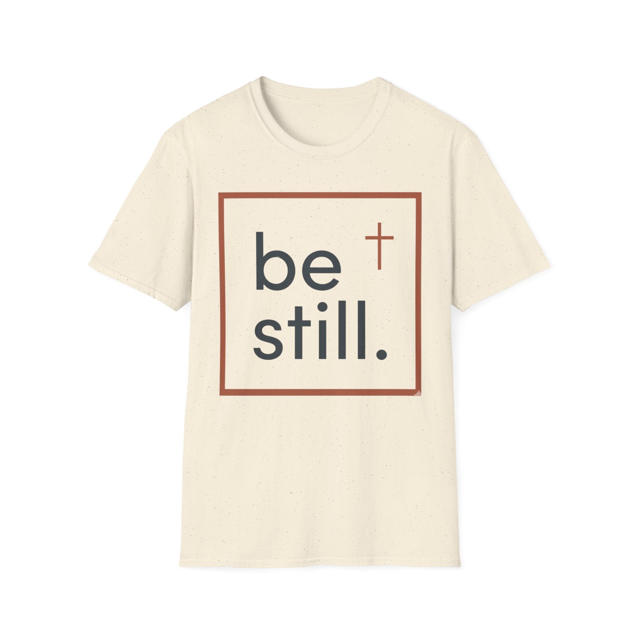 Be Still Christian T-Shirt — Minimal Faith Tee with Cross