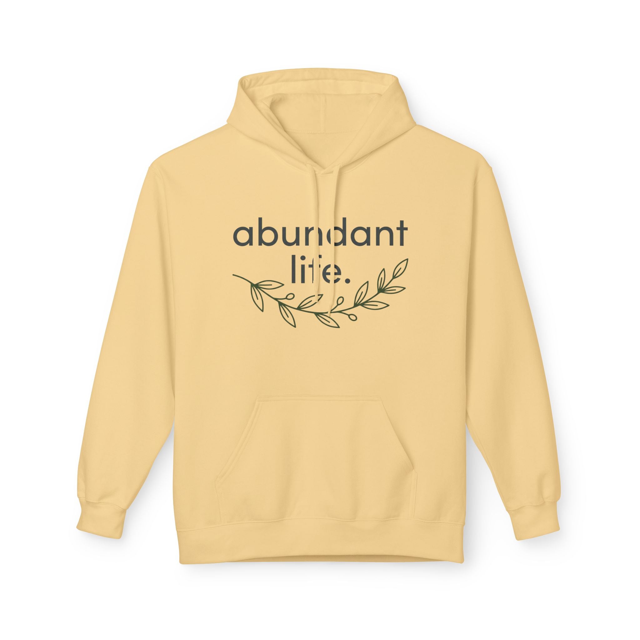 Abundant Life Hoodie – Minimal Floral Inspirational Pullover