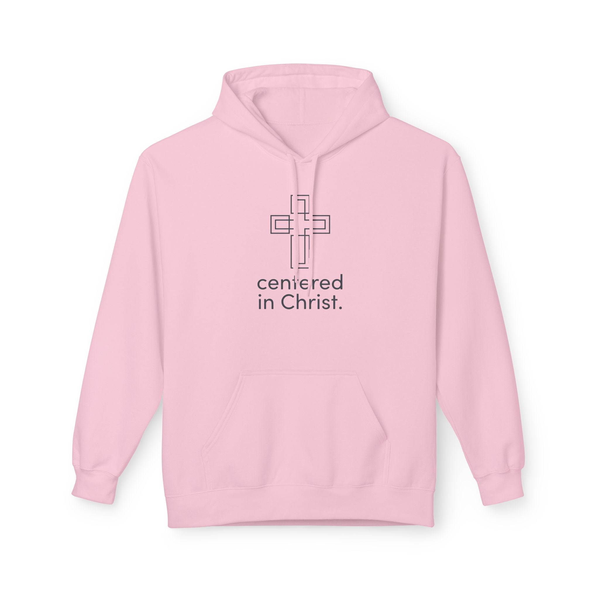 Centered in Christ Hoodie — Minimalist Cross Christian Faith Pullover