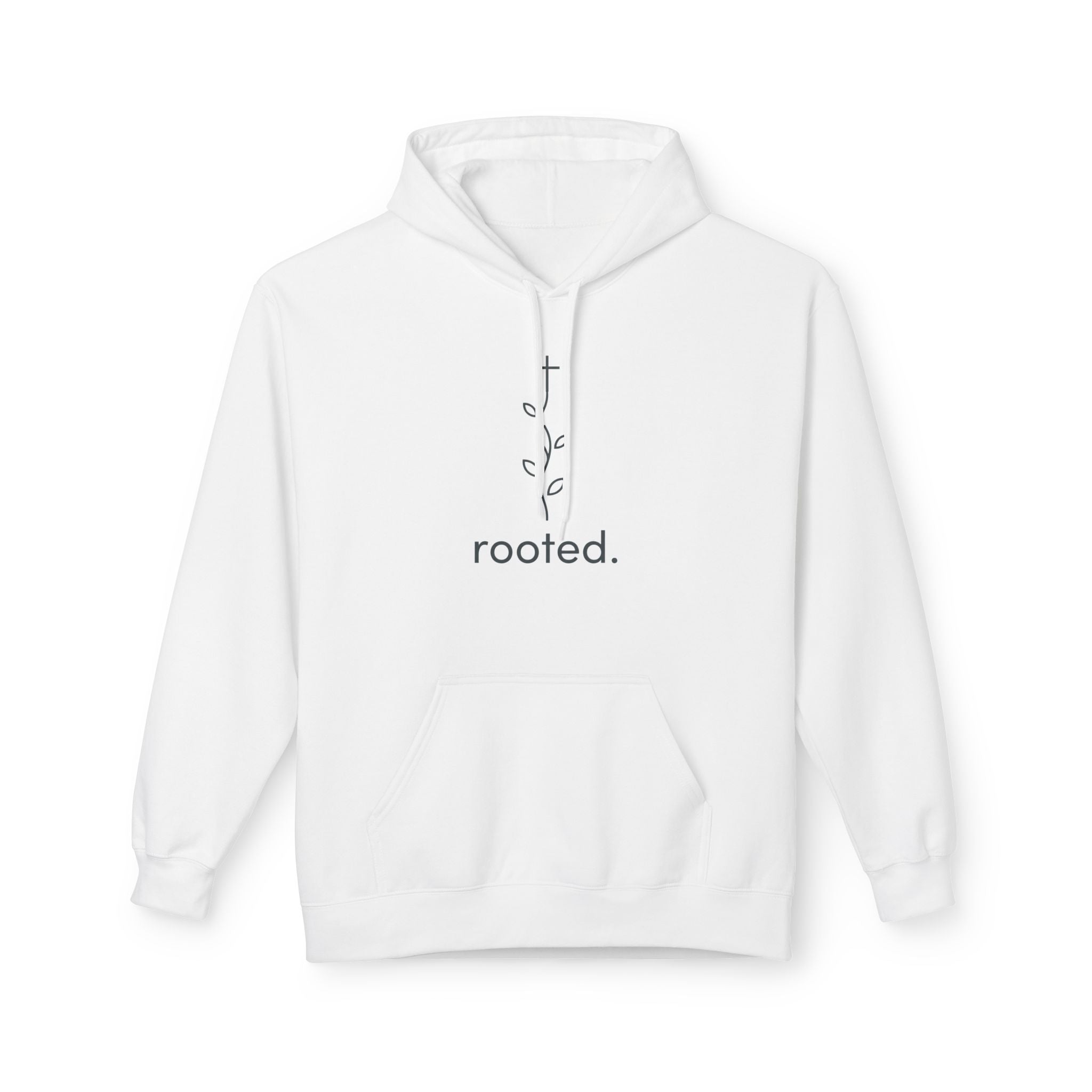 Rooted Minimalist Hoodie — 'rooted.' Plant Line Art Comfort Sweatshirt