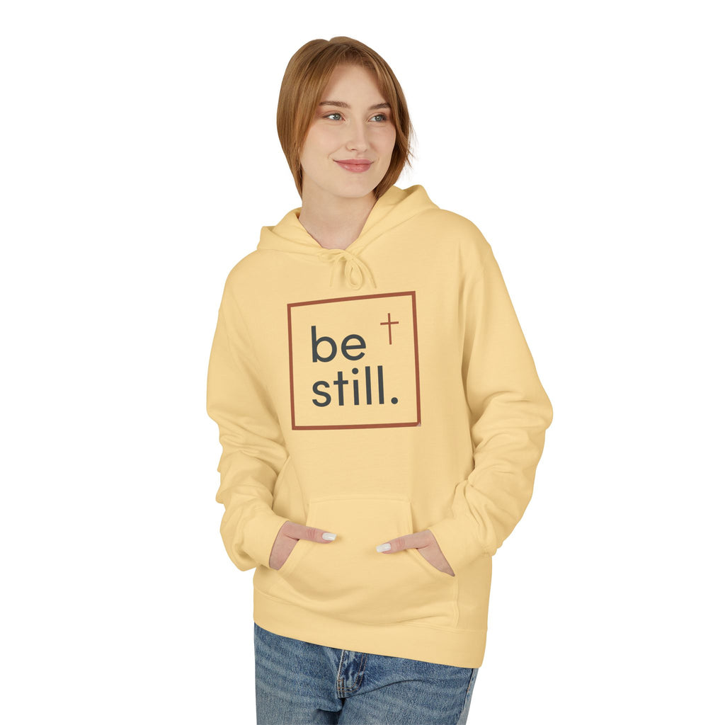 Be Still Christian Hoodie — Minimal Cross Faith Hoodie