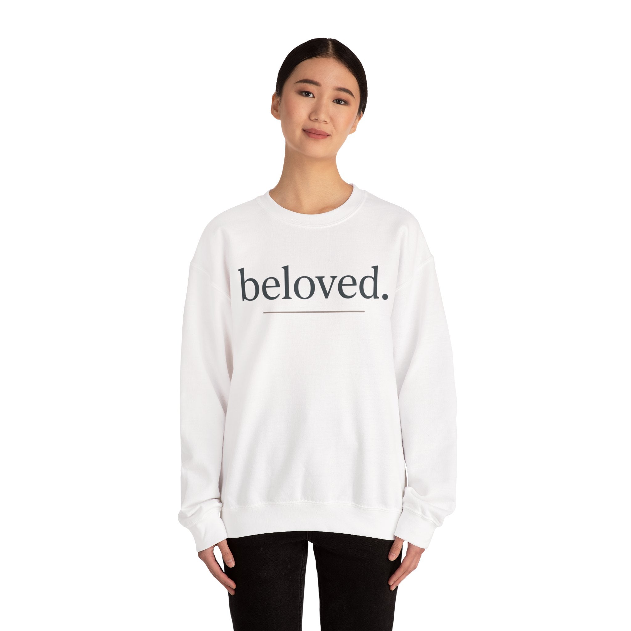 Beloved Crewneck Sweatshirt — Minimal Comfort Pullover with “beloved.” Script