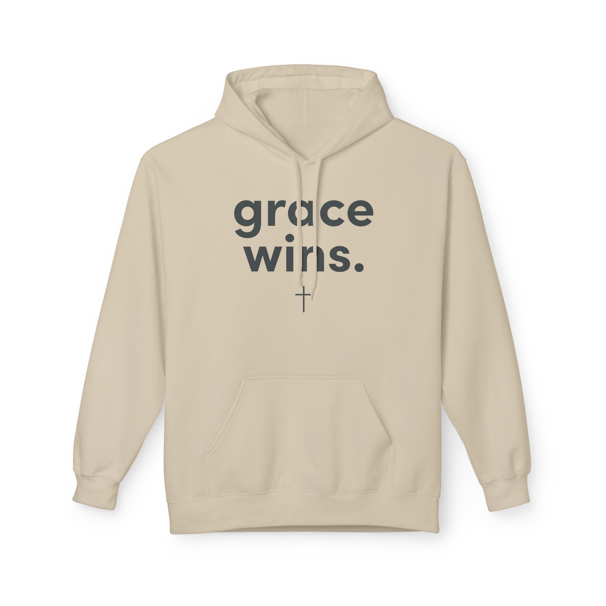 Grace Wins Hoodie — Christian Faith Pullover with Cross