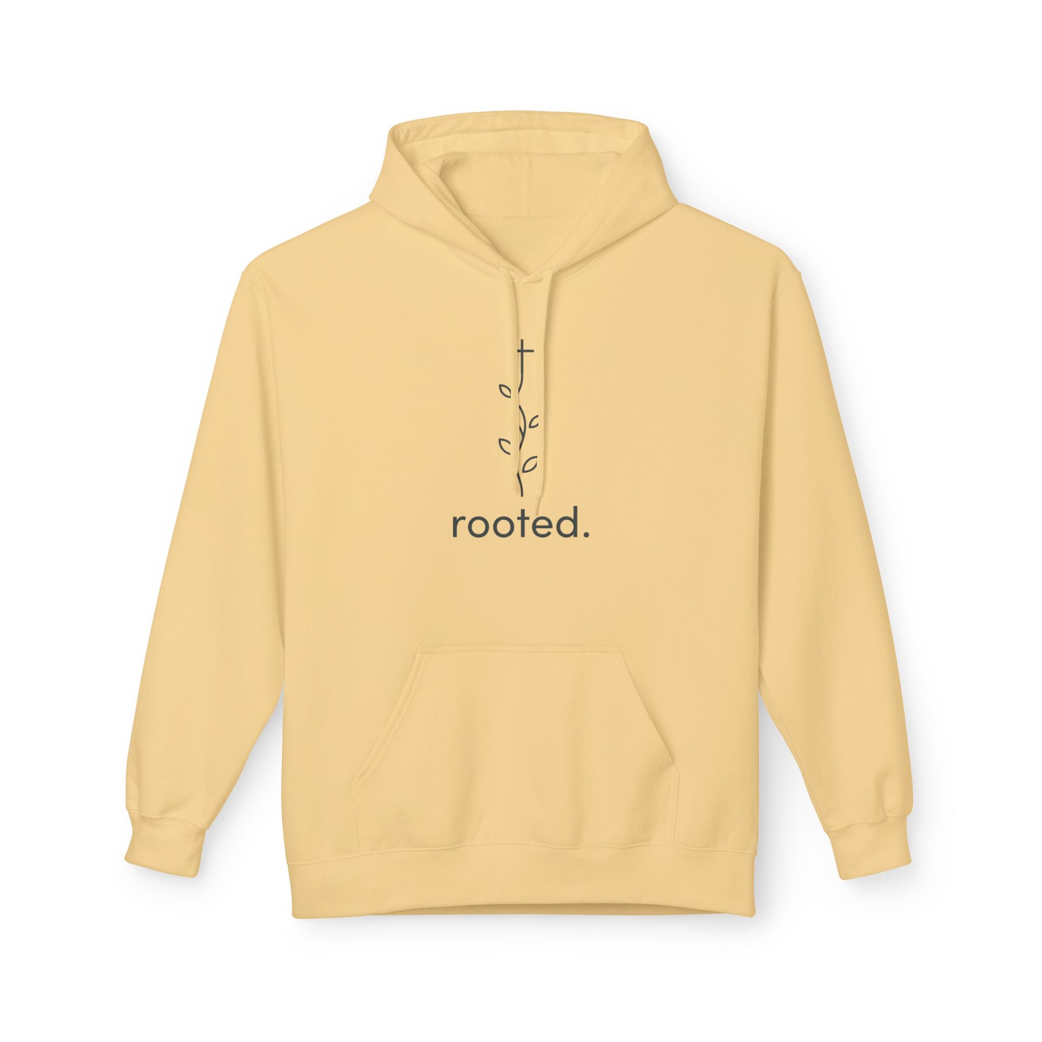 Rooted Minimalist Hoodie — 'rooted.' Plant Line Art Comfort Sweatshirt