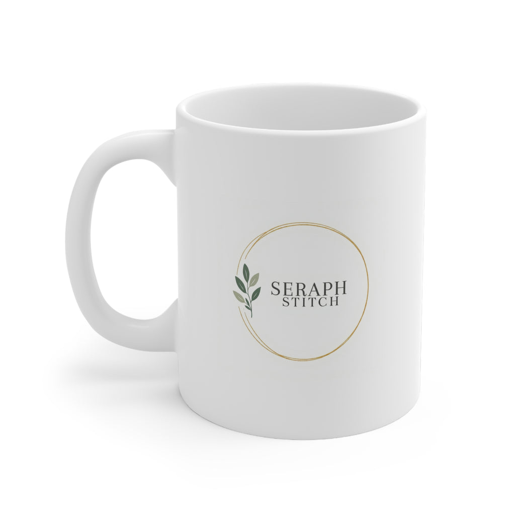 Ceramic Mug — Seraph Stitch Logo & 'Support Small' Minimalist Coffee Cup