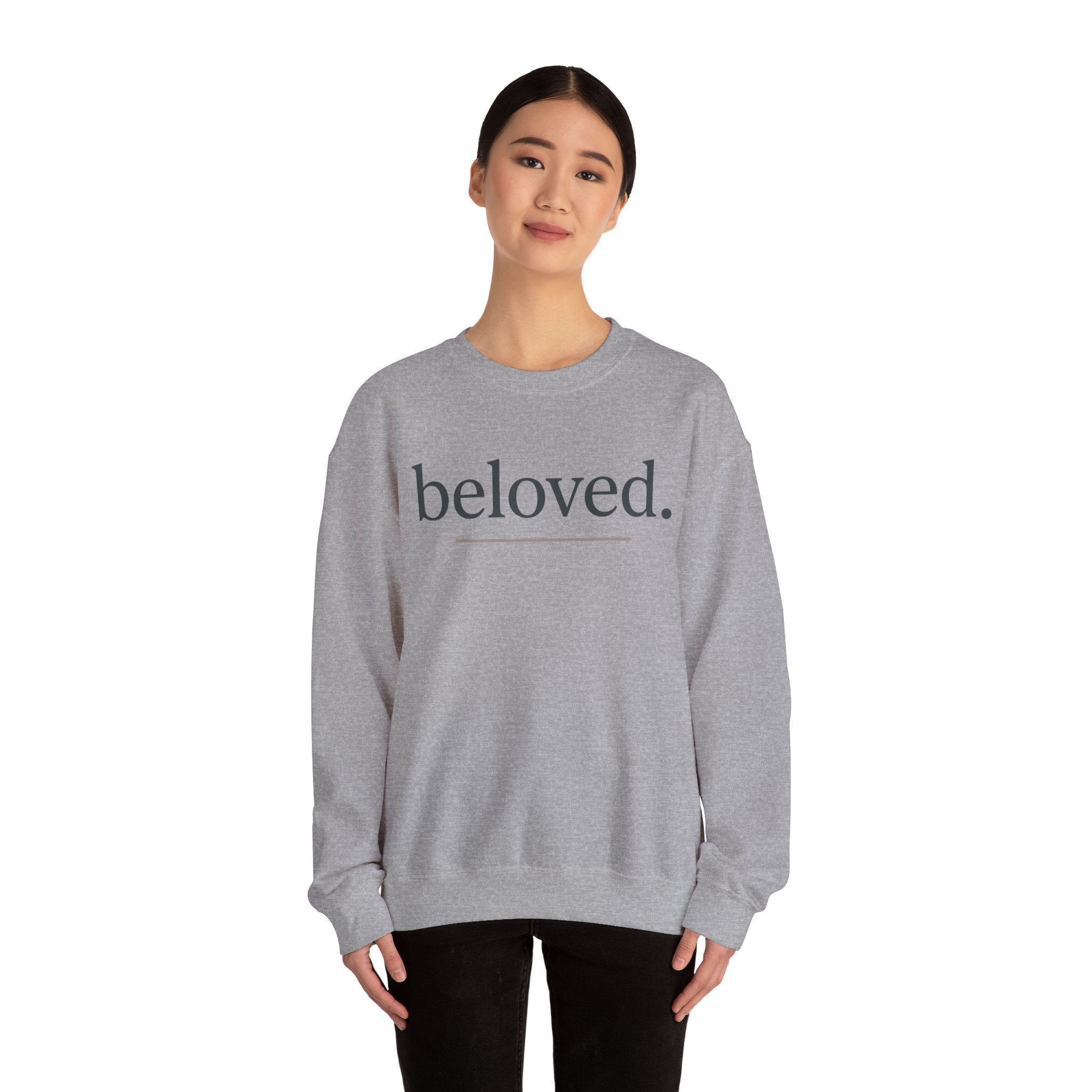 Beloved Crewneck Sweatshirt — Minimal Comfort Pullover with “beloved.” Script
