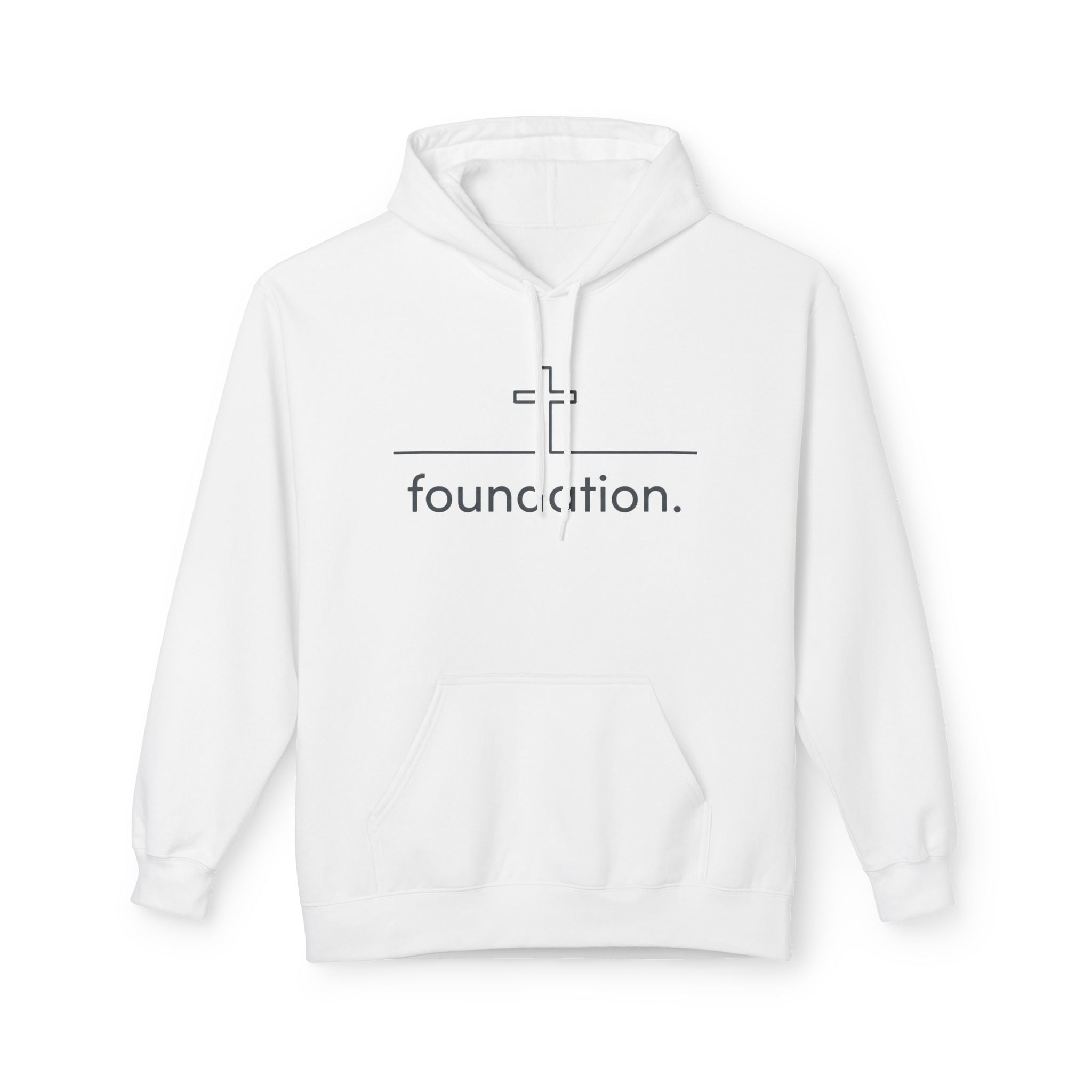Foundation Hoodie — Minimal Cross & "foundation." Graphic