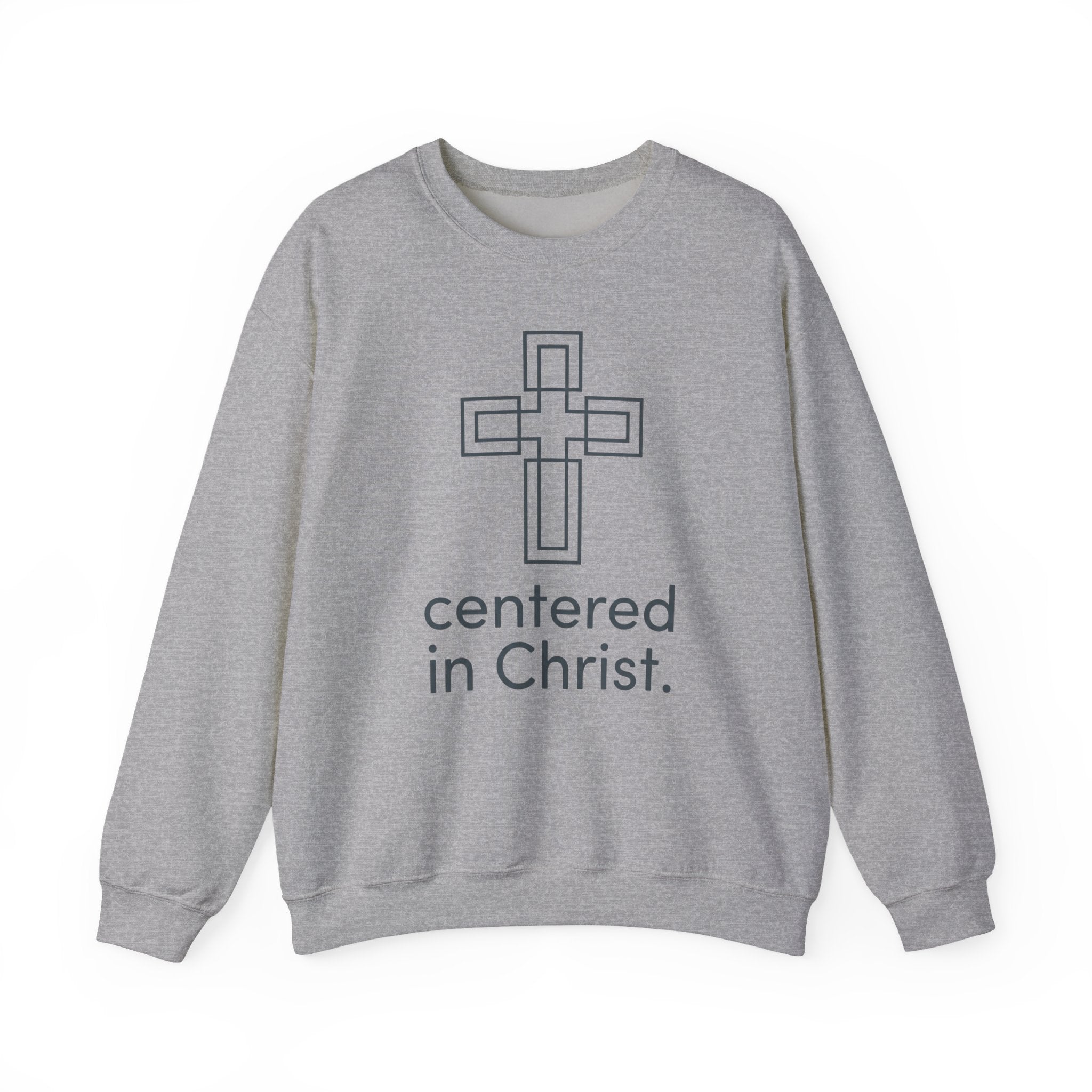 Christian Crewneck Sweatshirt — "Centered in Christ" Cross Design