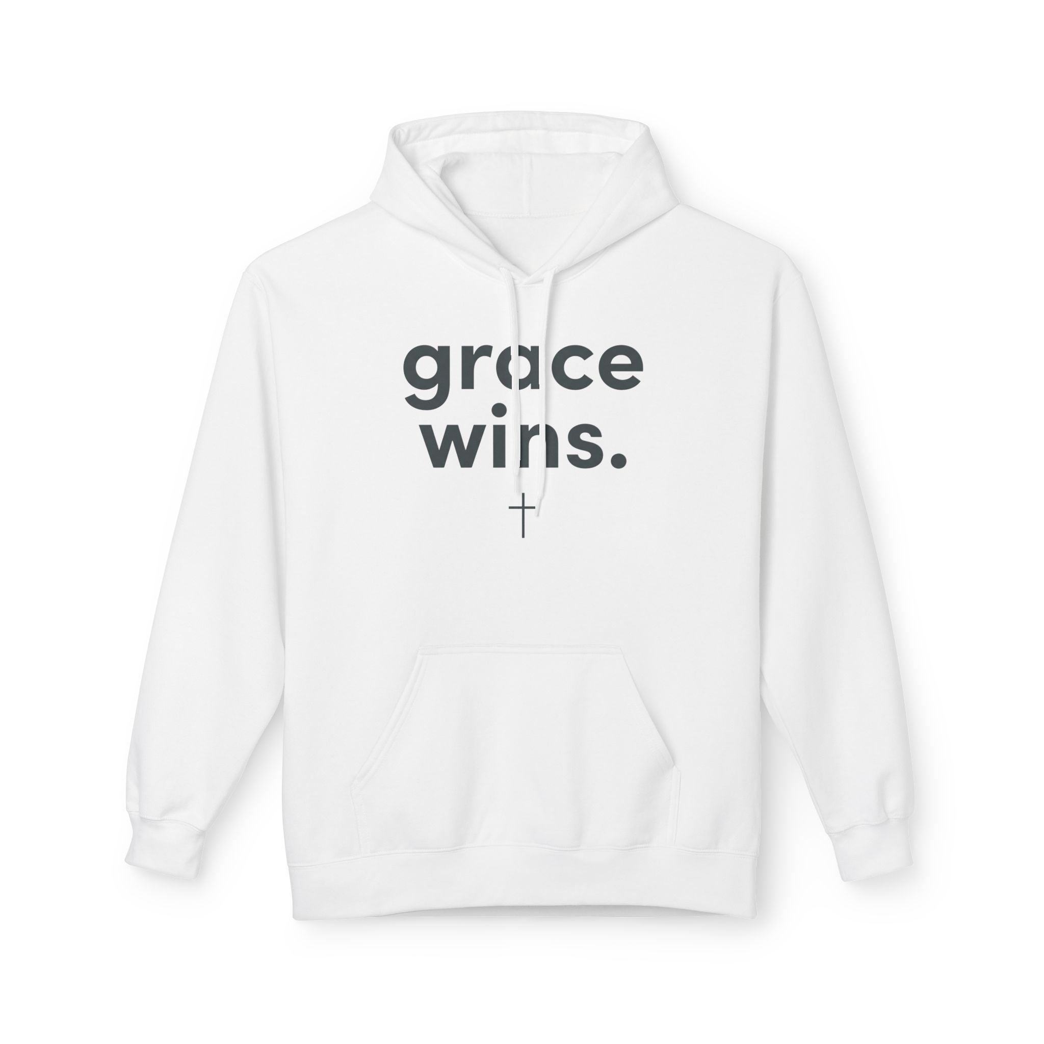 Grace Wins Hoodie — Christian Faith Pullover with Cross