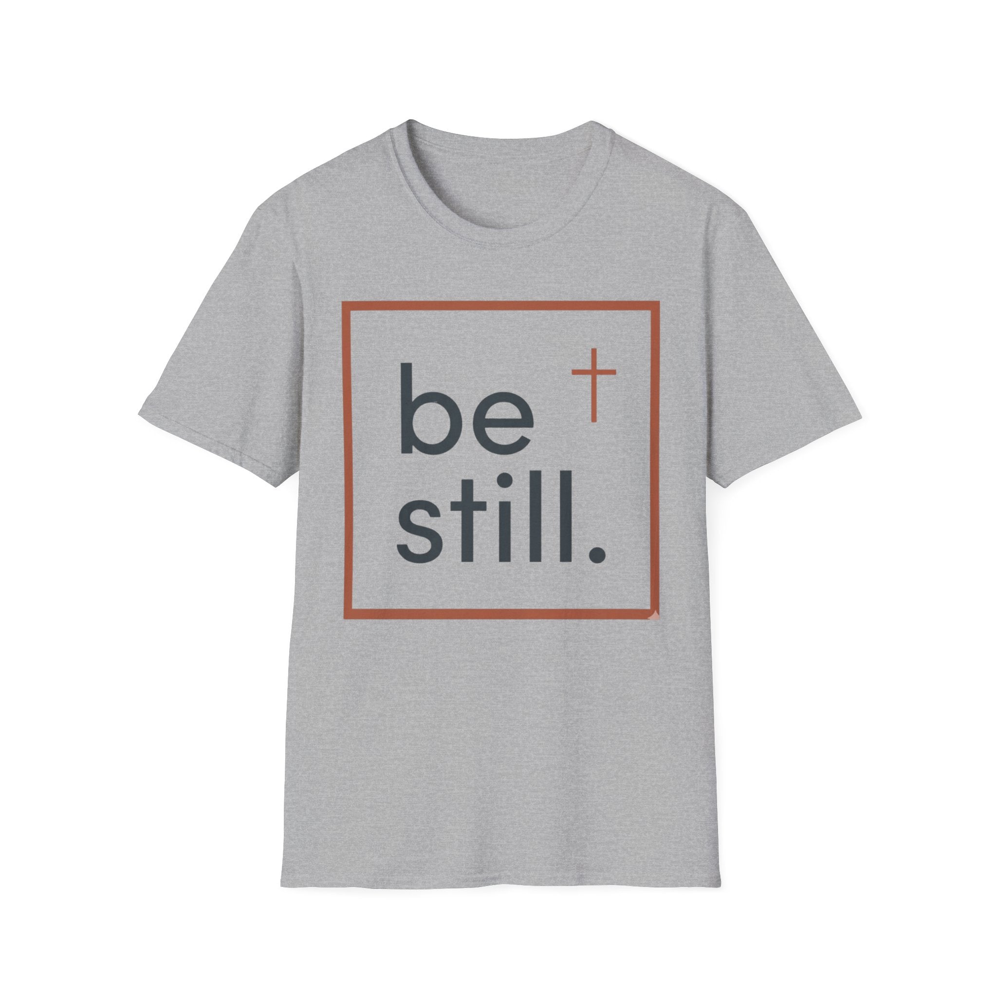 Be Still Christian T-Shirt — Minimal Faith Tee with Cross