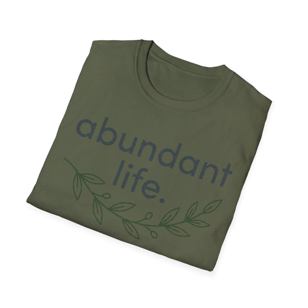 Abundant Life T-Shirt — Minimal Script Floral Tee