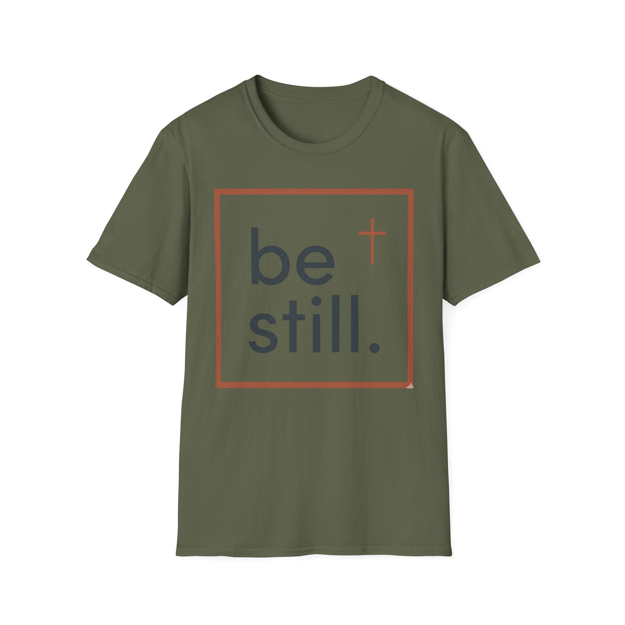 Be Still Christian T-Shirt — Minimal Faith Tee with Cross