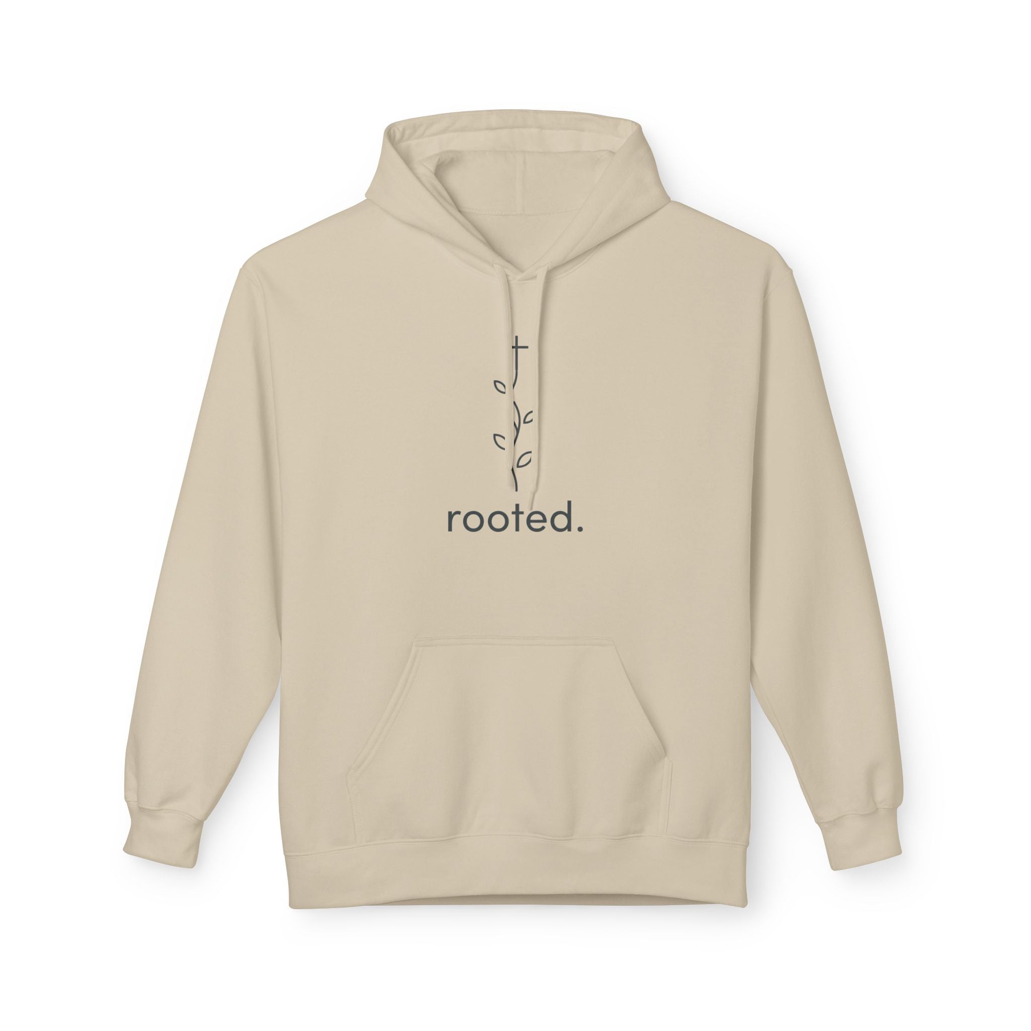 Rooted Minimalist Hoodie — 'rooted.' Plant Line Art Comfort Sweatshirt