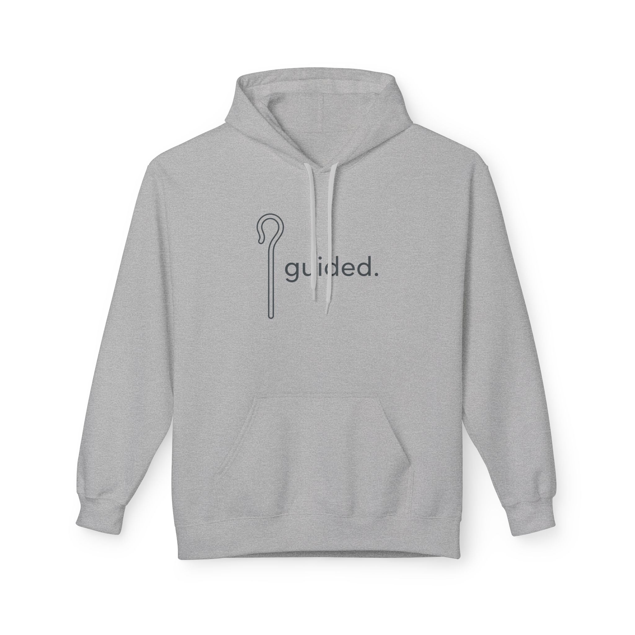 Guided Shepherd's Crook Hoodie — Minimalist 'guided.' Crewneck Pullover