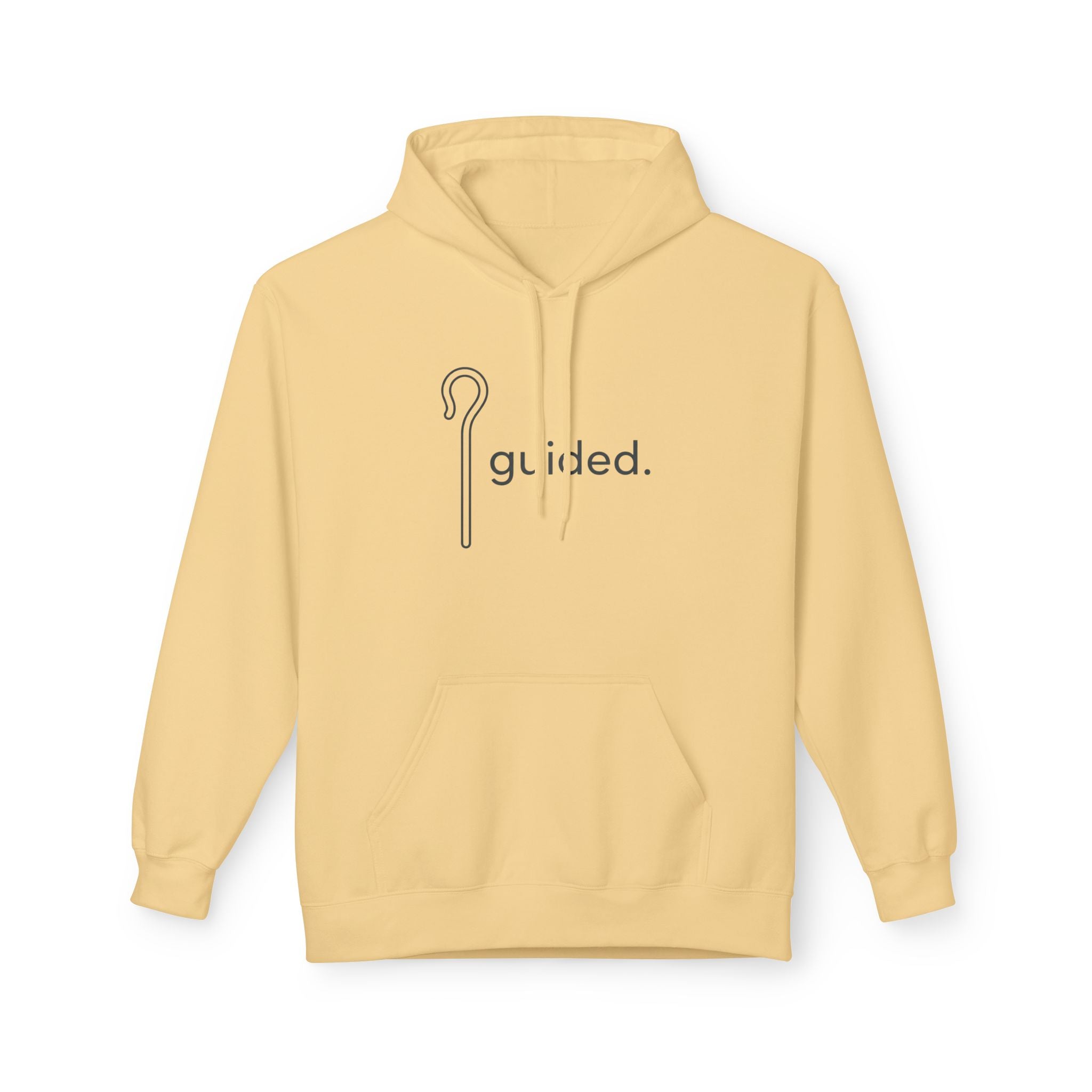 Guided Shepherd's Crook Hoodie — Minimalist 'guided.' Crewneck Pullover