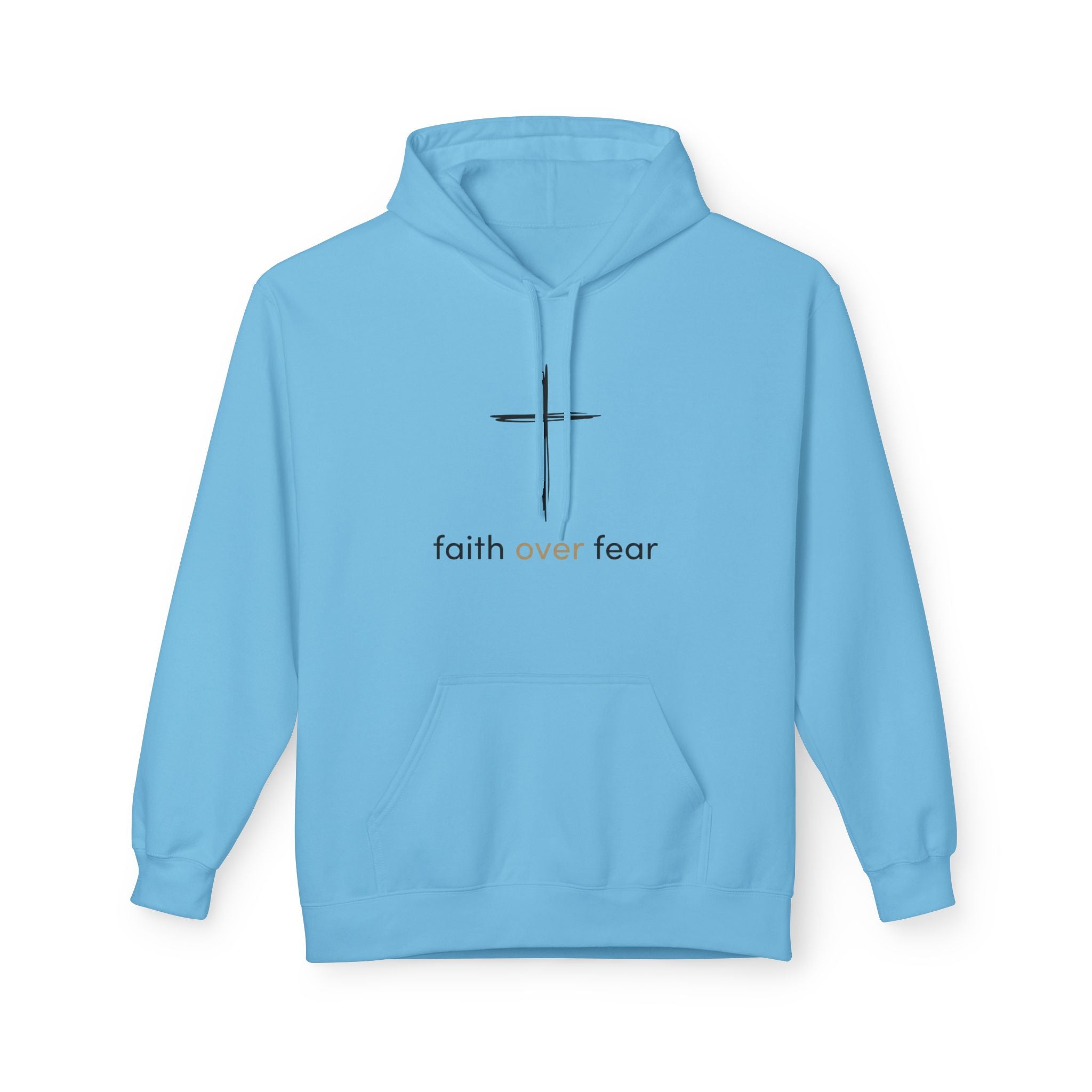 Faith Over Fear Hoodie — Minimal Cross Christian Pullover
