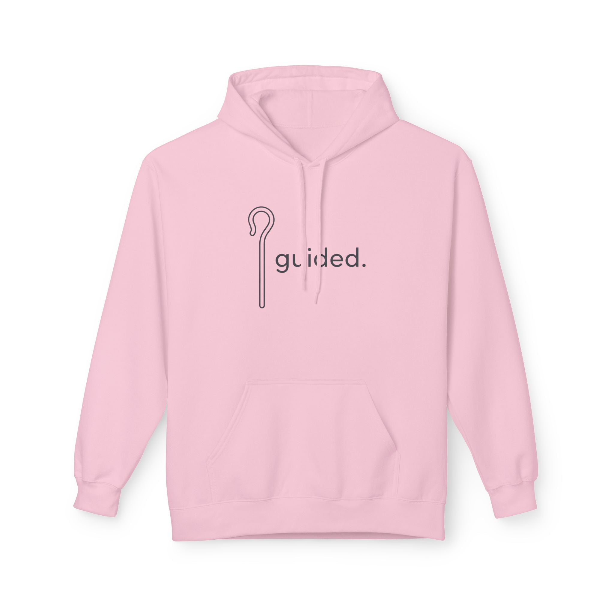 Guided Shepherd's Crook Hoodie — Minimalist 'guided.' Crewneck Pullover