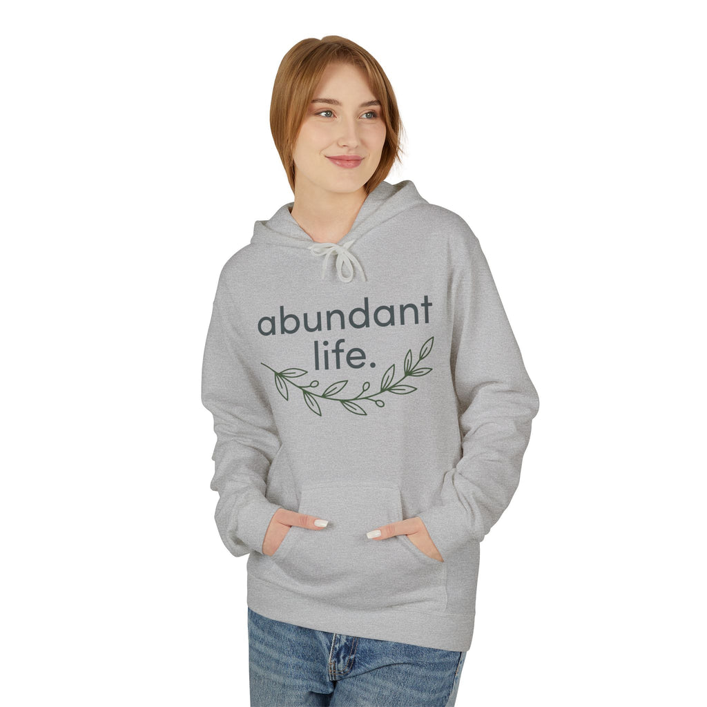 Abundant Life Hoodie – Minimal Floral Inspirational Pullover
