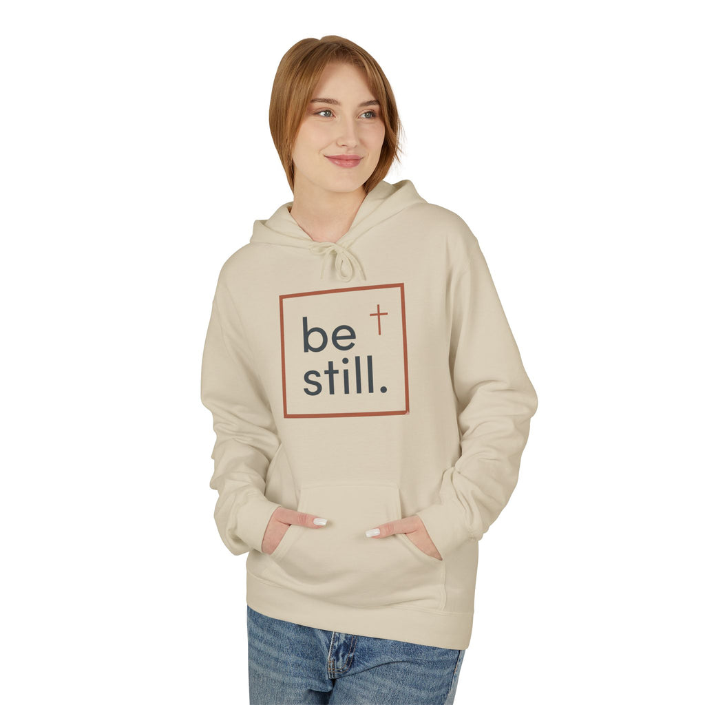 Be Still Christian Hoodie — Minimal Cross Faith Hoodie